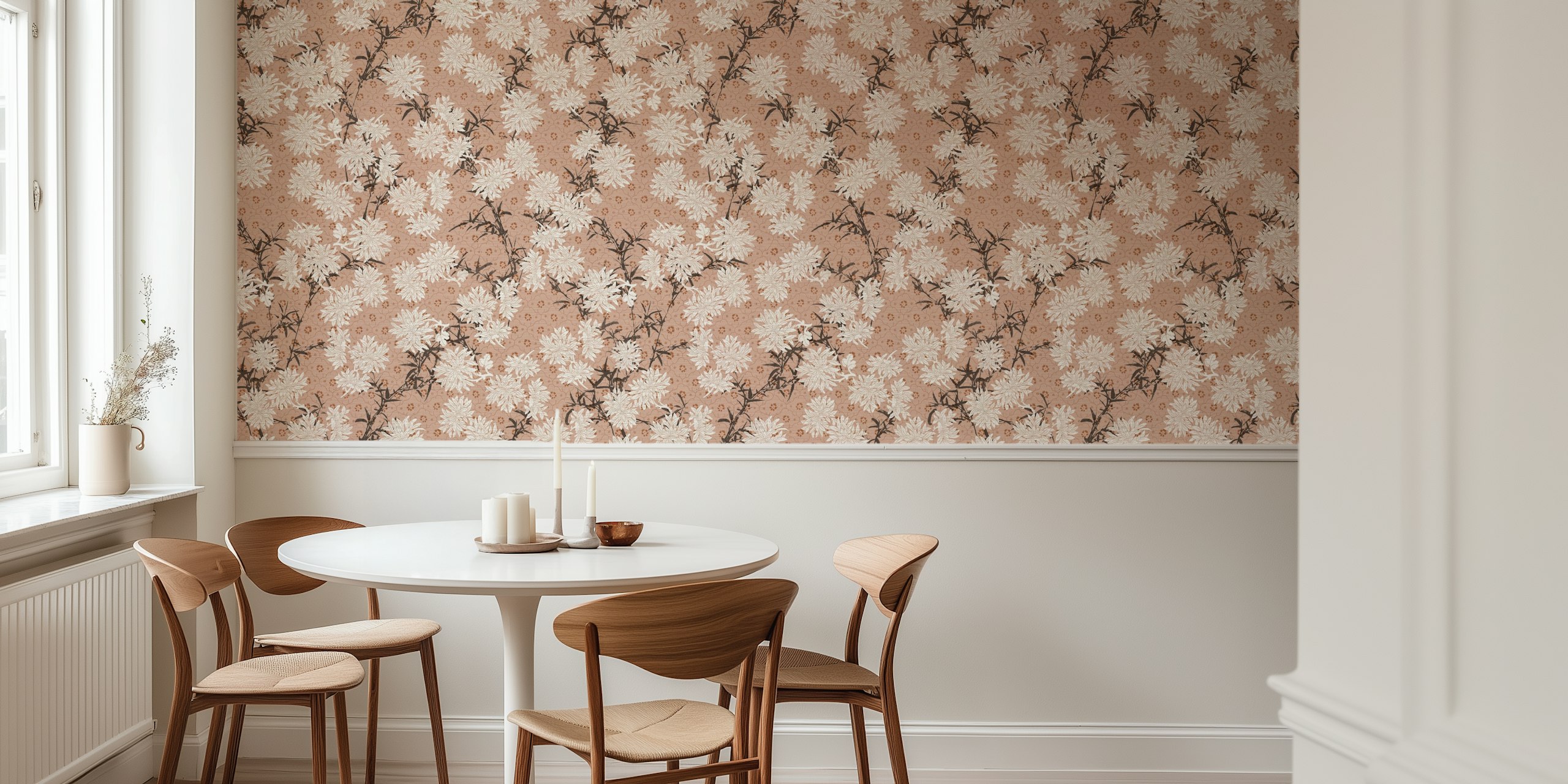 Vintage Japanese Florals wallpaper in a room
