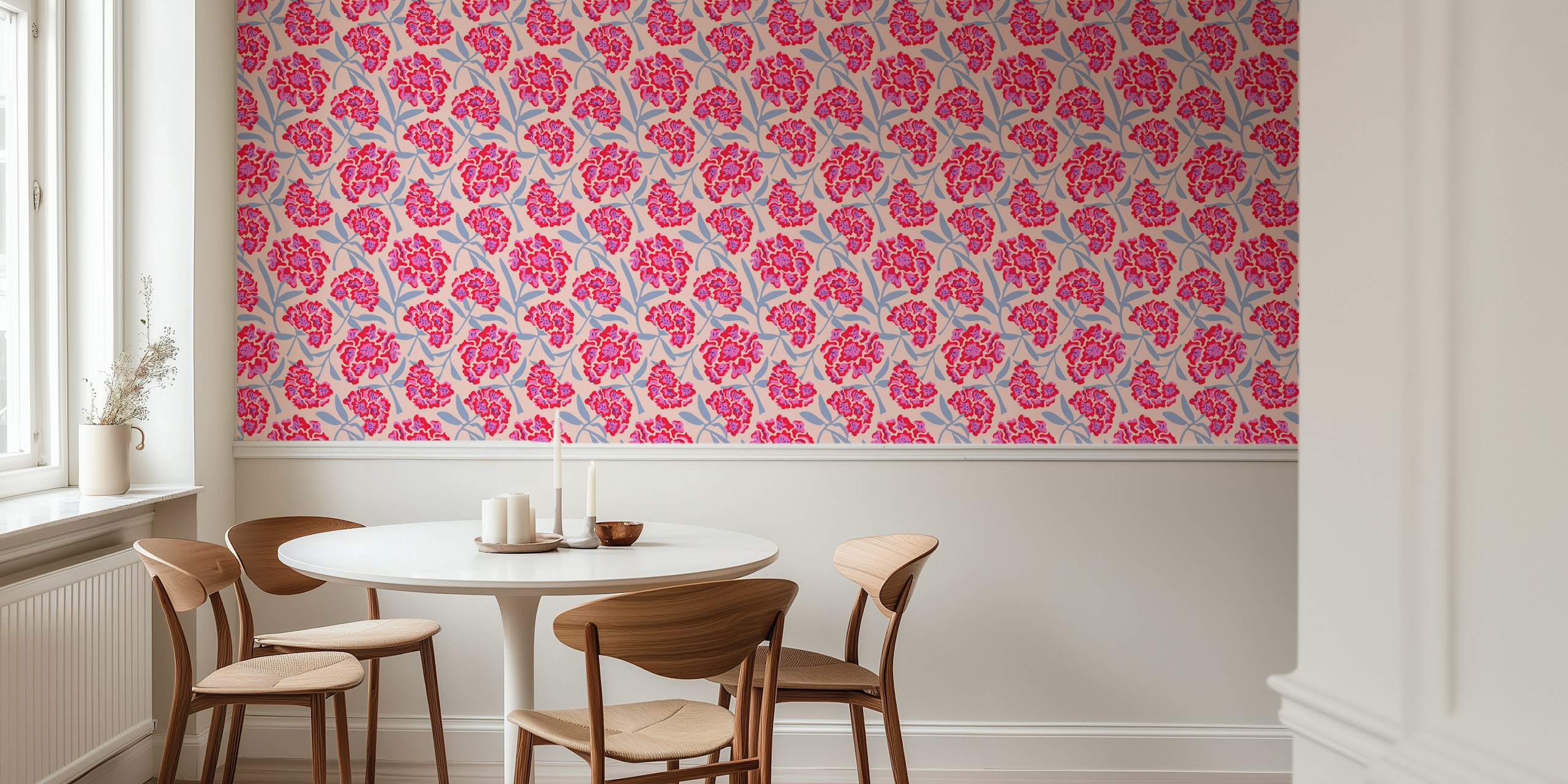 Rhododendron retro blomsterdesign i et rum