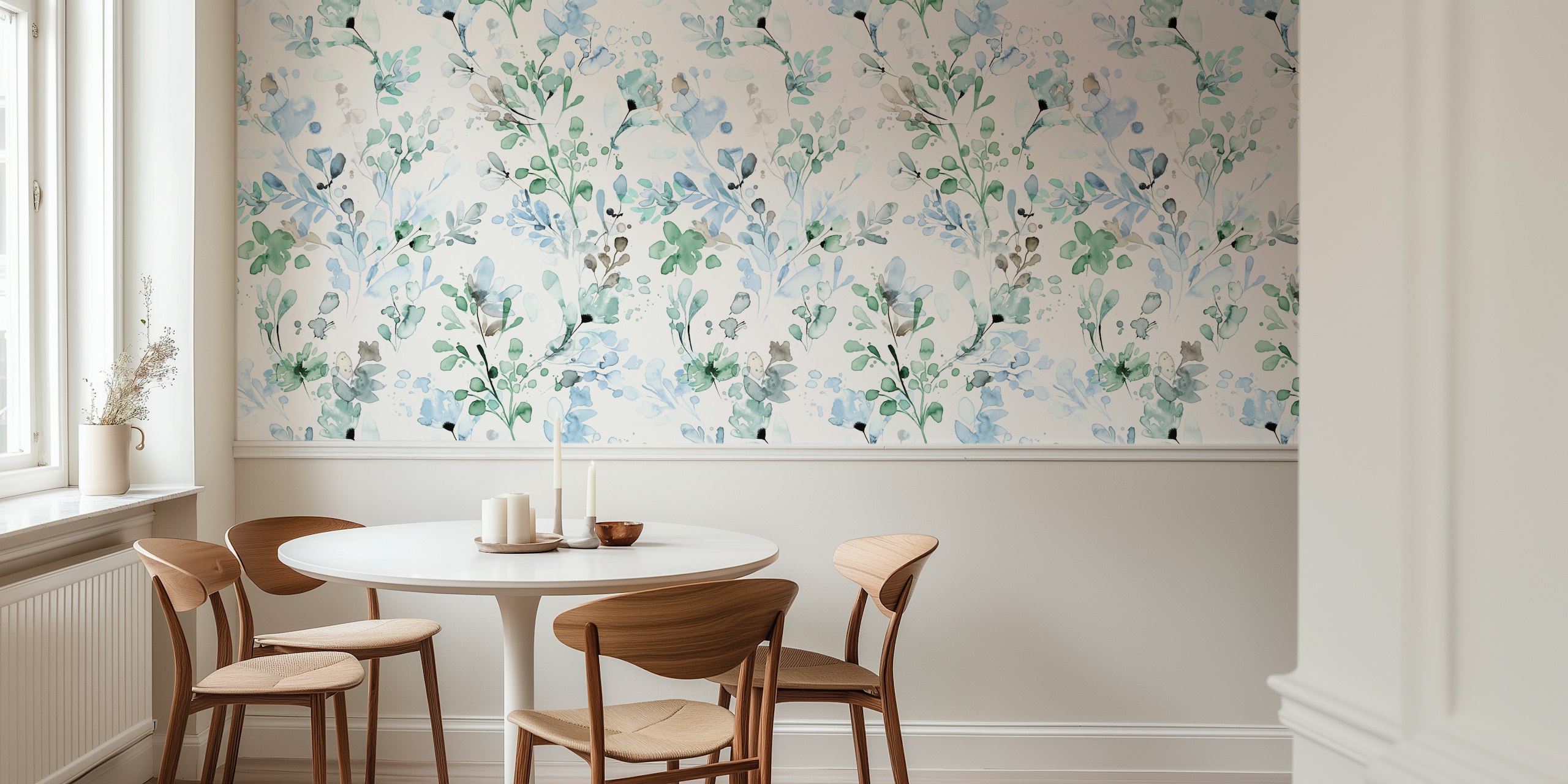 Wild Grasses Botanical Sage Blue en la habitación