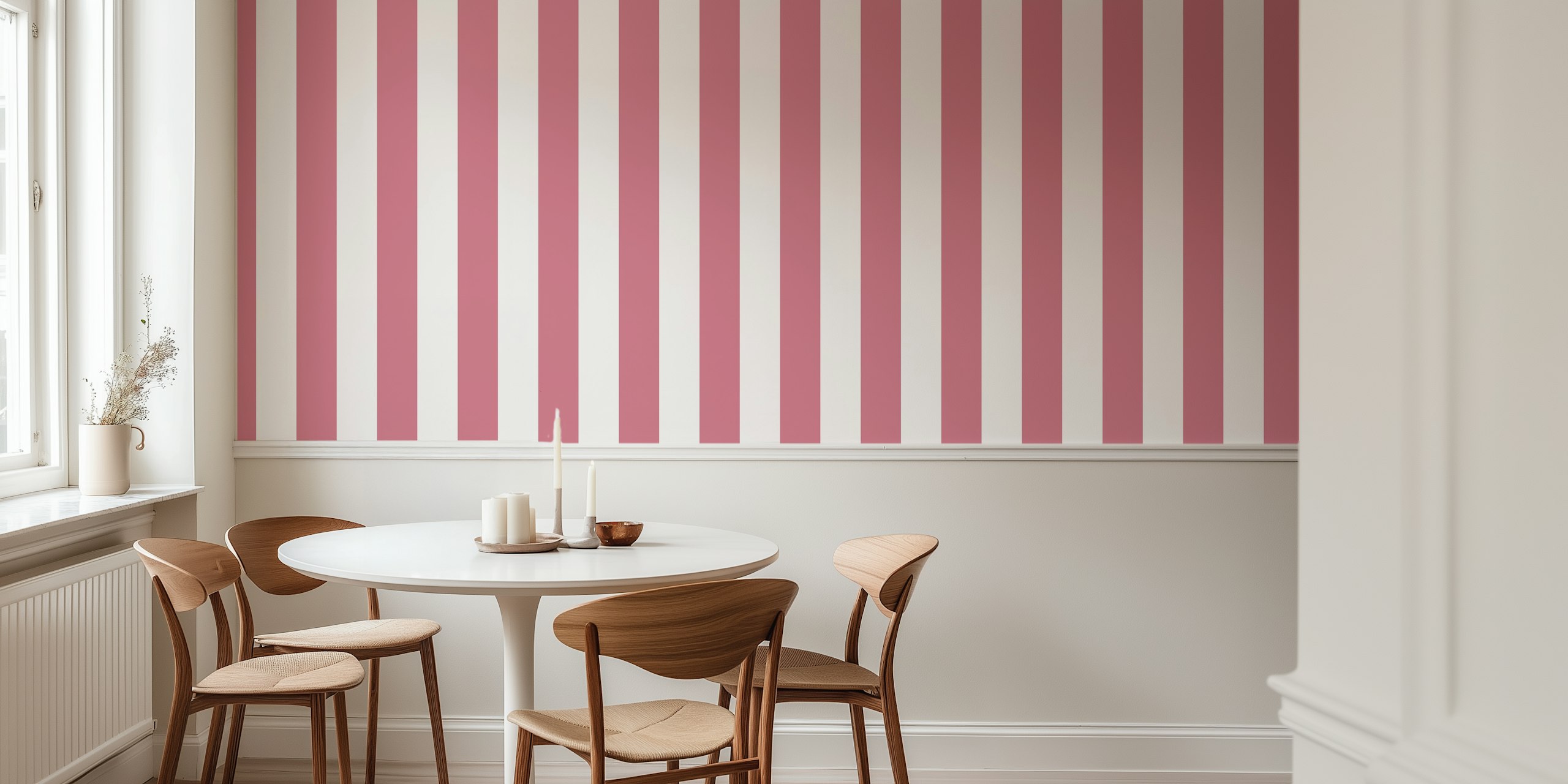 Rose gold and white striped wallpaper design