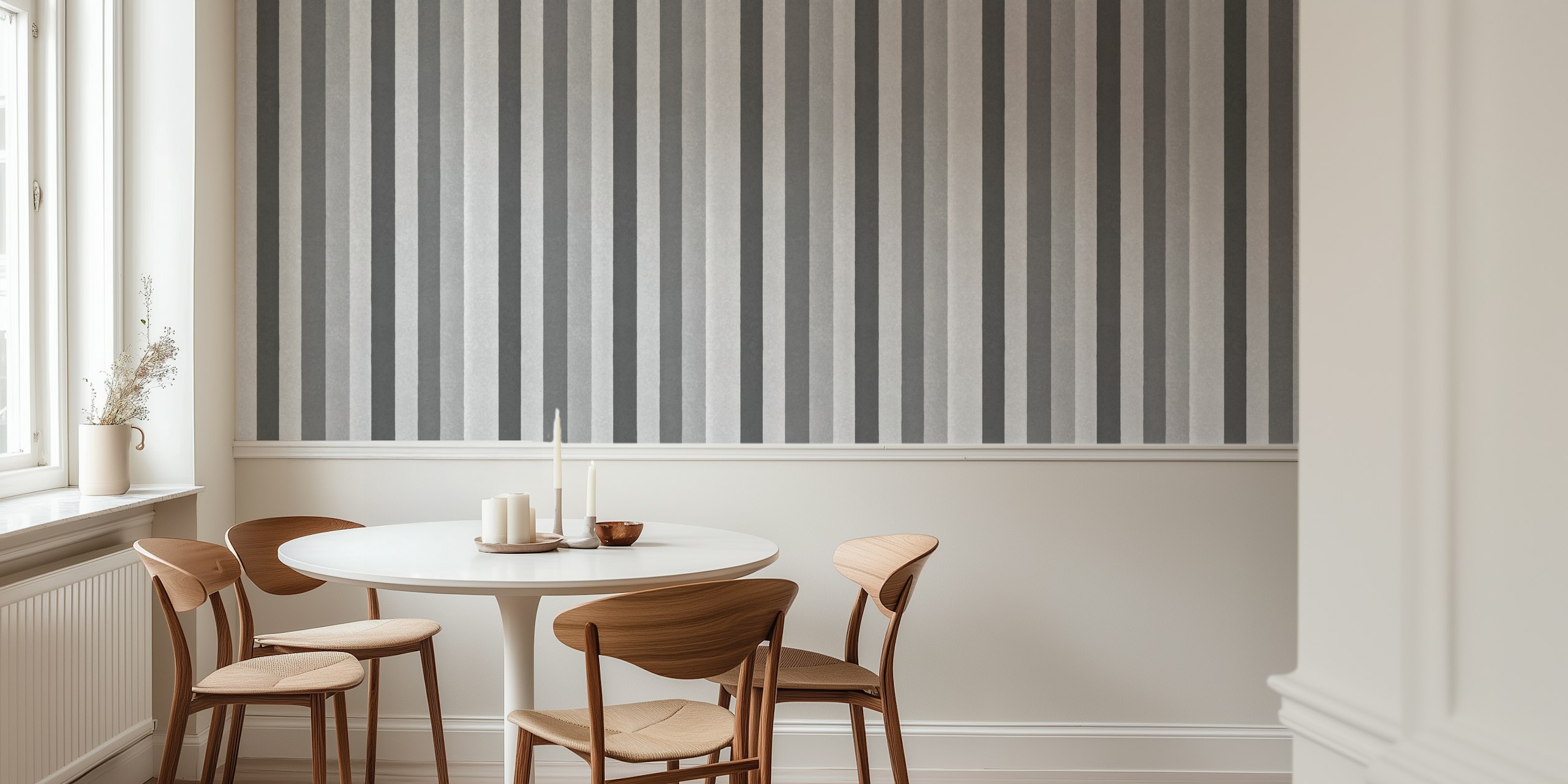 Whimsy Velvet Style Stripes Grey wallpaper in interior
