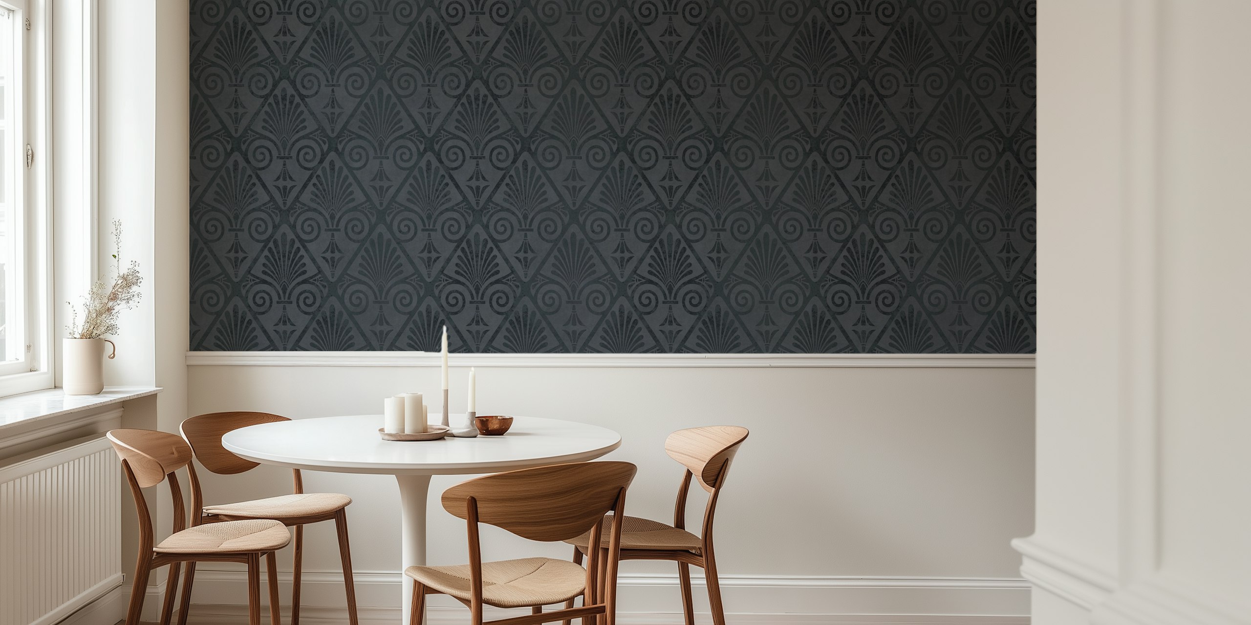 Art Deco Opulence Velvet Reverie Grey wall mural with geometric patterns