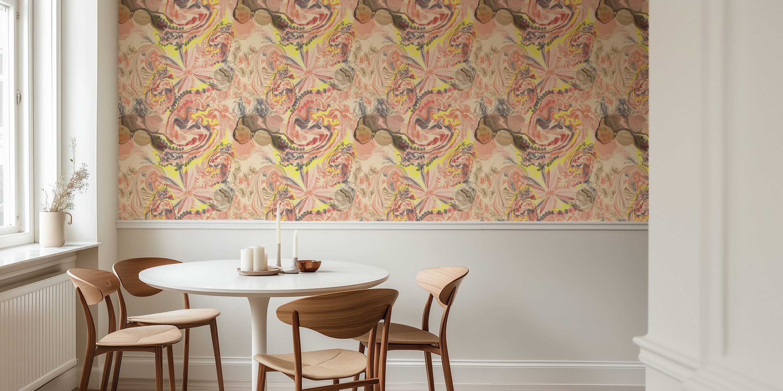 Swirling earth tones with marble patterns wallpaper