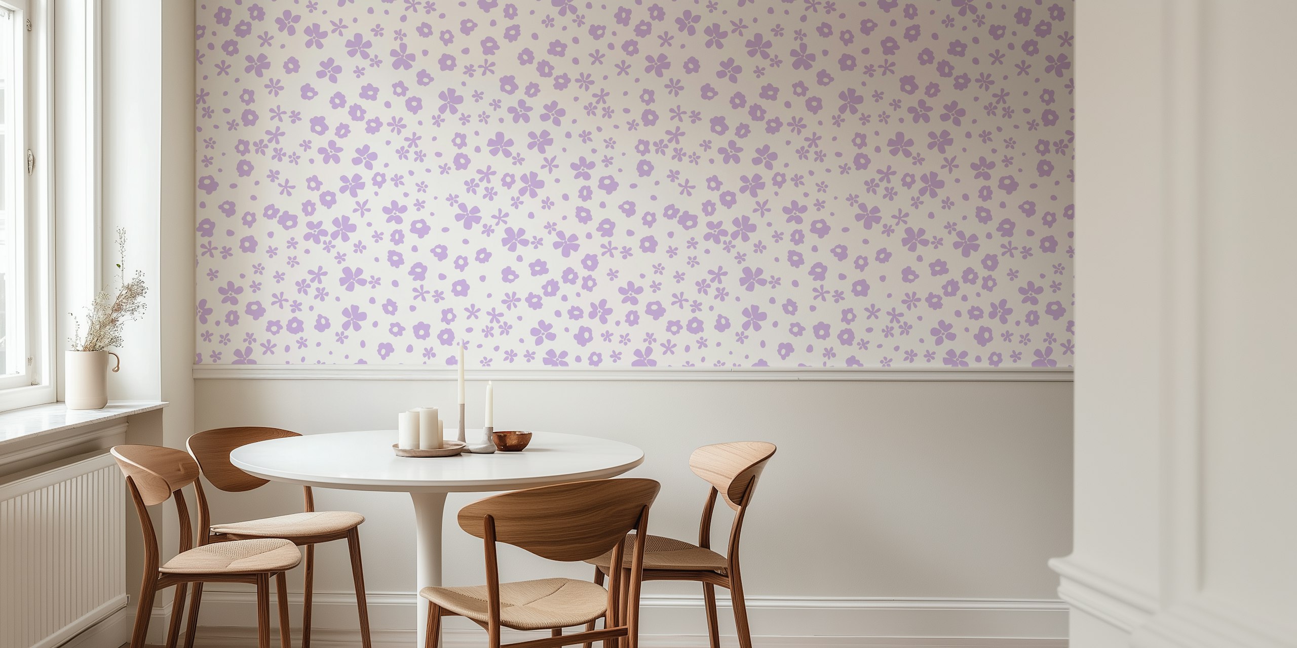 Lavender flowers on a white background floral wallpaper