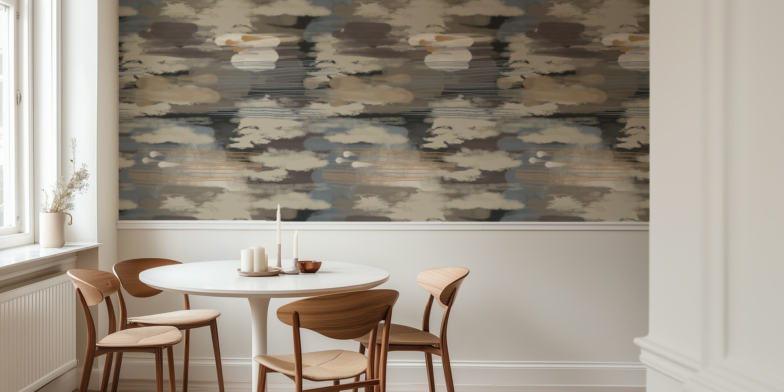Hypnotic pattern wallpaper displayed in a room