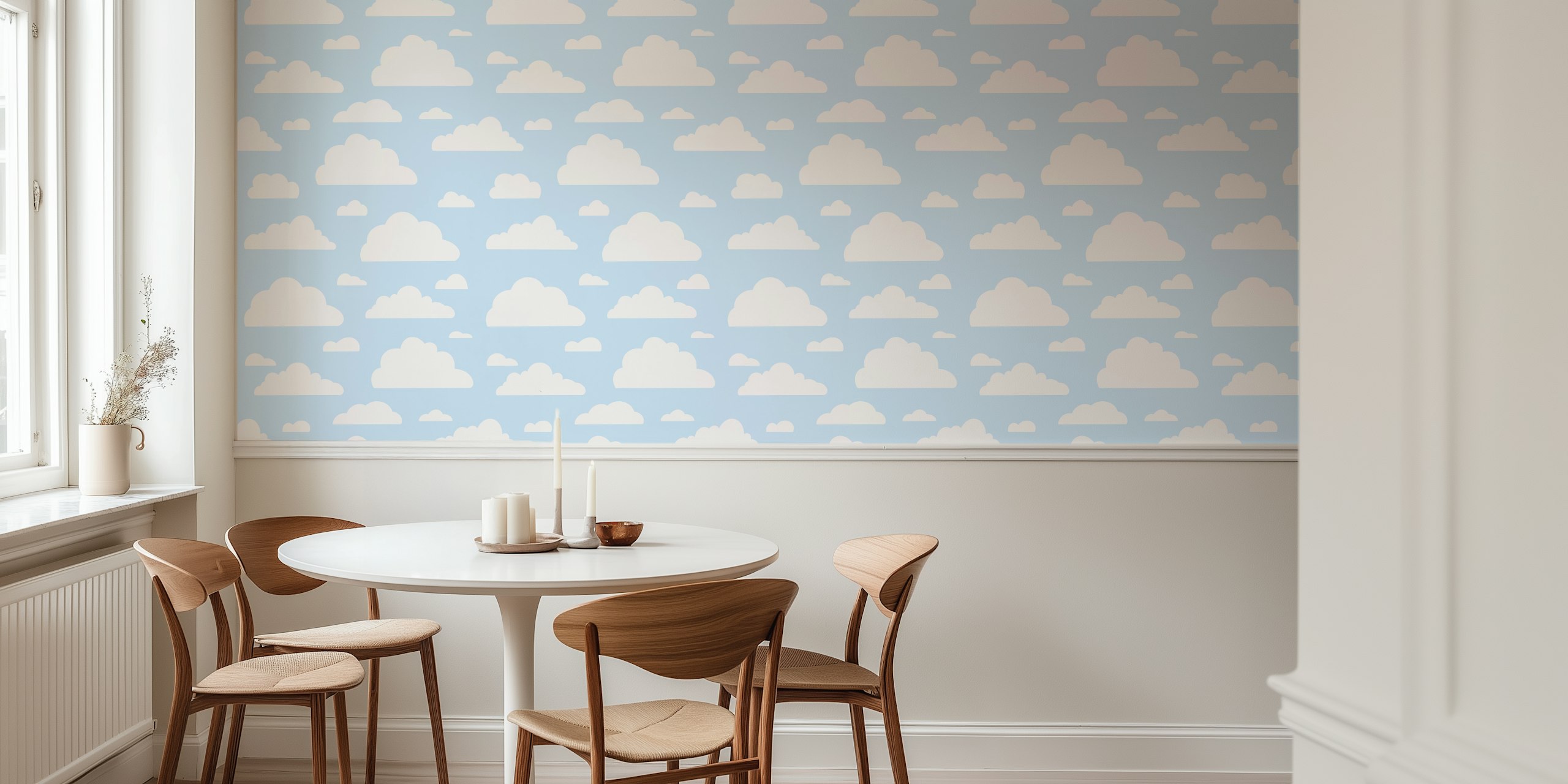 Pastels Pale Blue wallpaper med vita Clouds