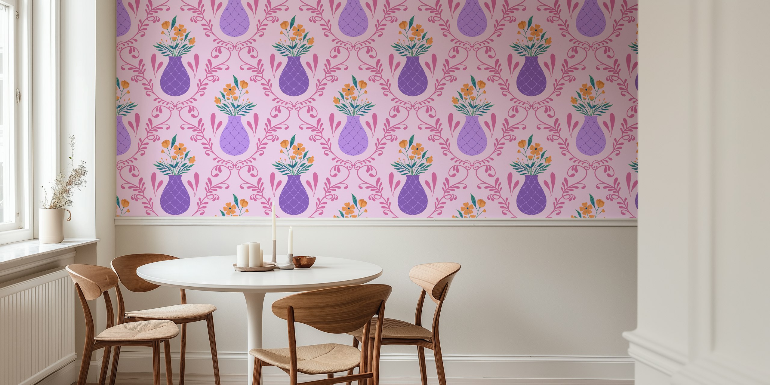 Franse Country Floral behang in een kamer