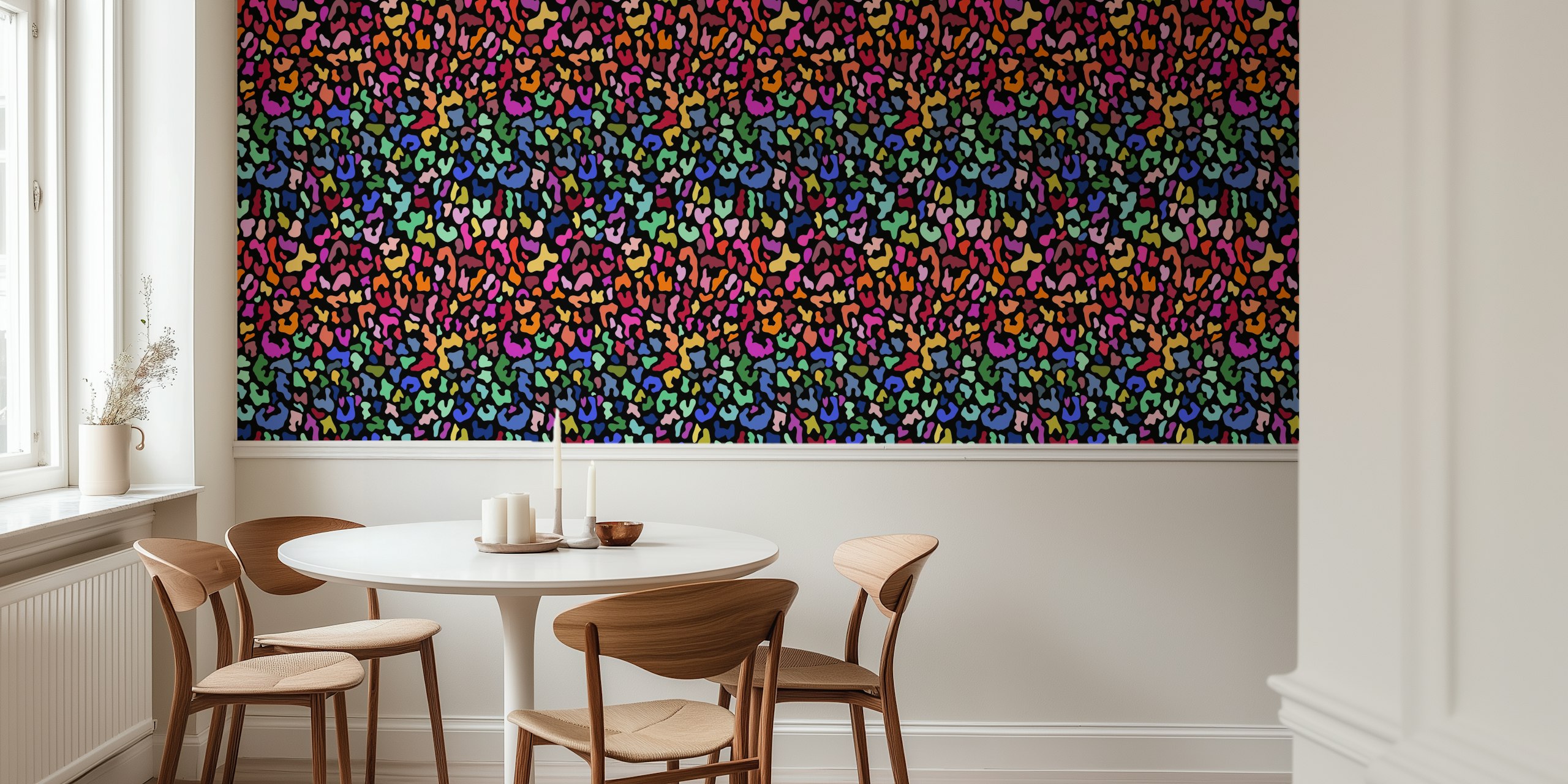 Rainbow Animal Print tapet i et rom