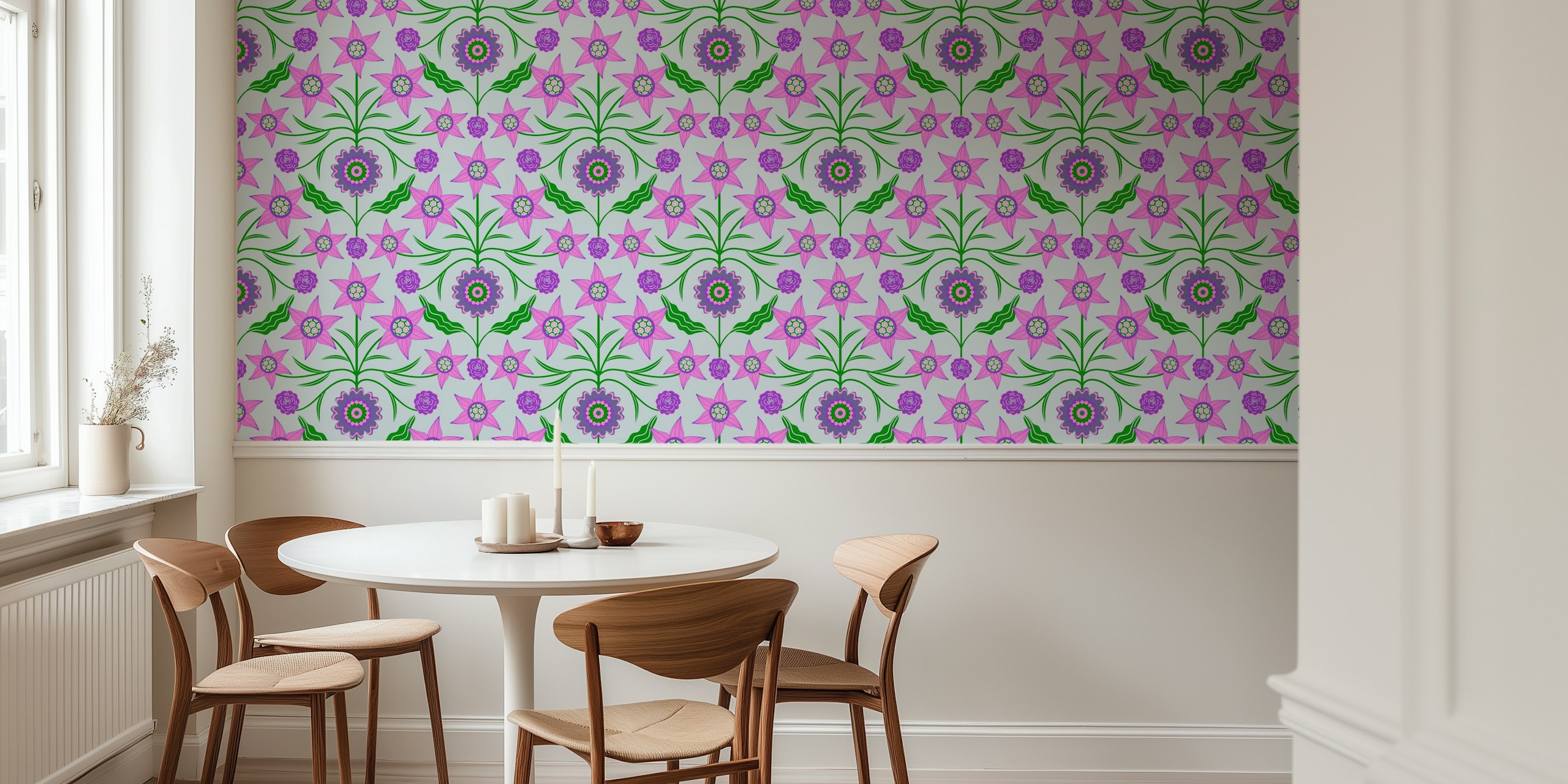 Audrey Cottage Chintz Floral - Pink Purple Floral Σχέδιο Σε Ένα Δωμάτιο