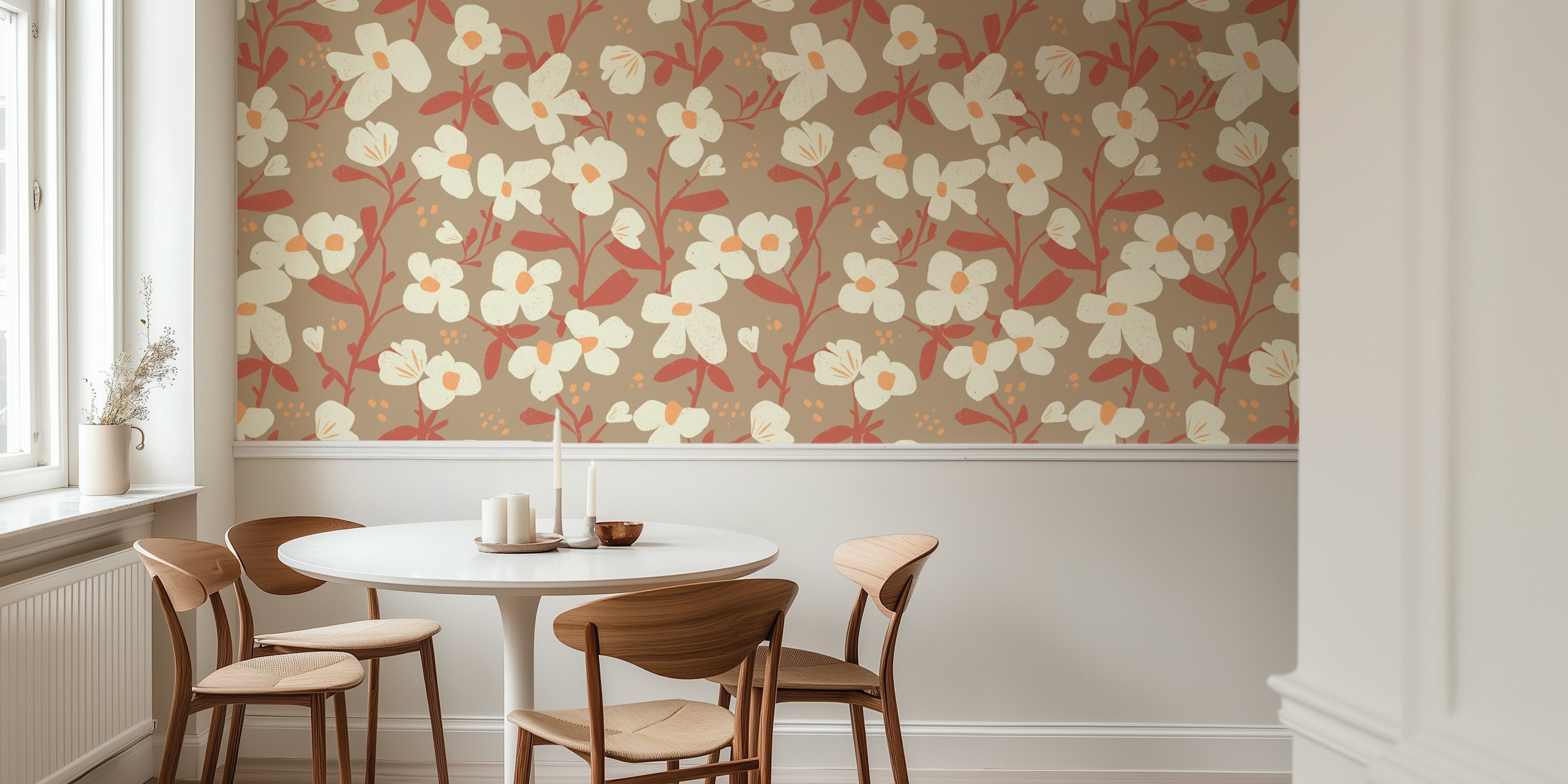 Rustic Garden Elegance floral wallpaper in a room