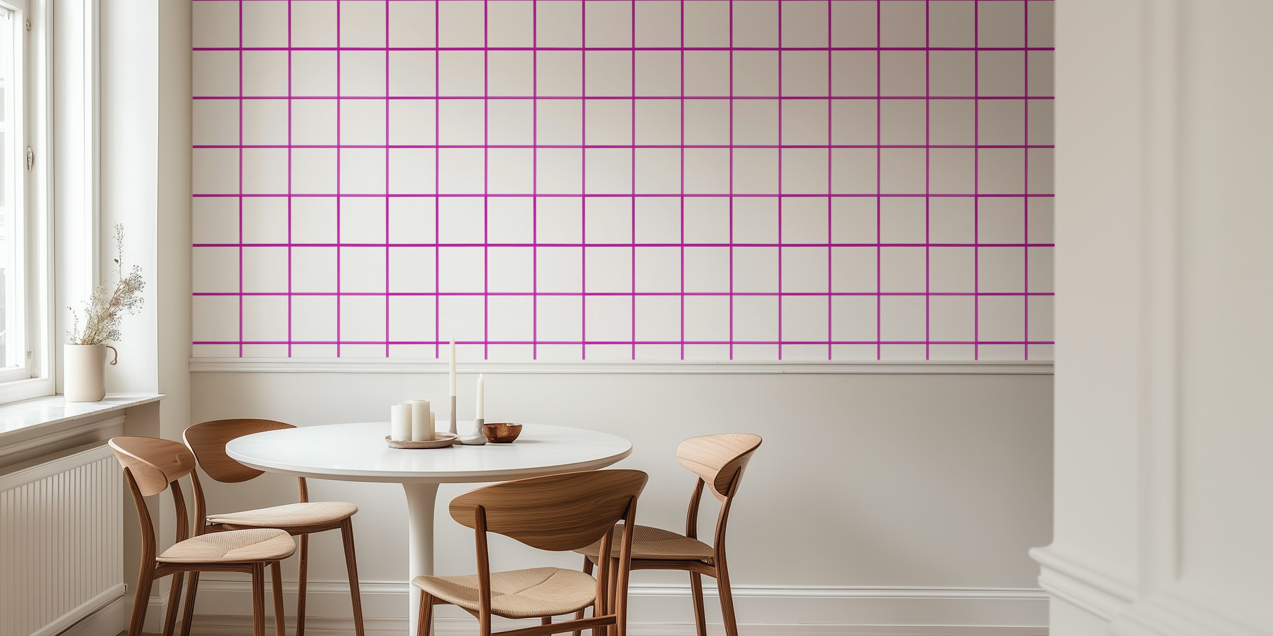 Purple grouted tiles wallpaper design
