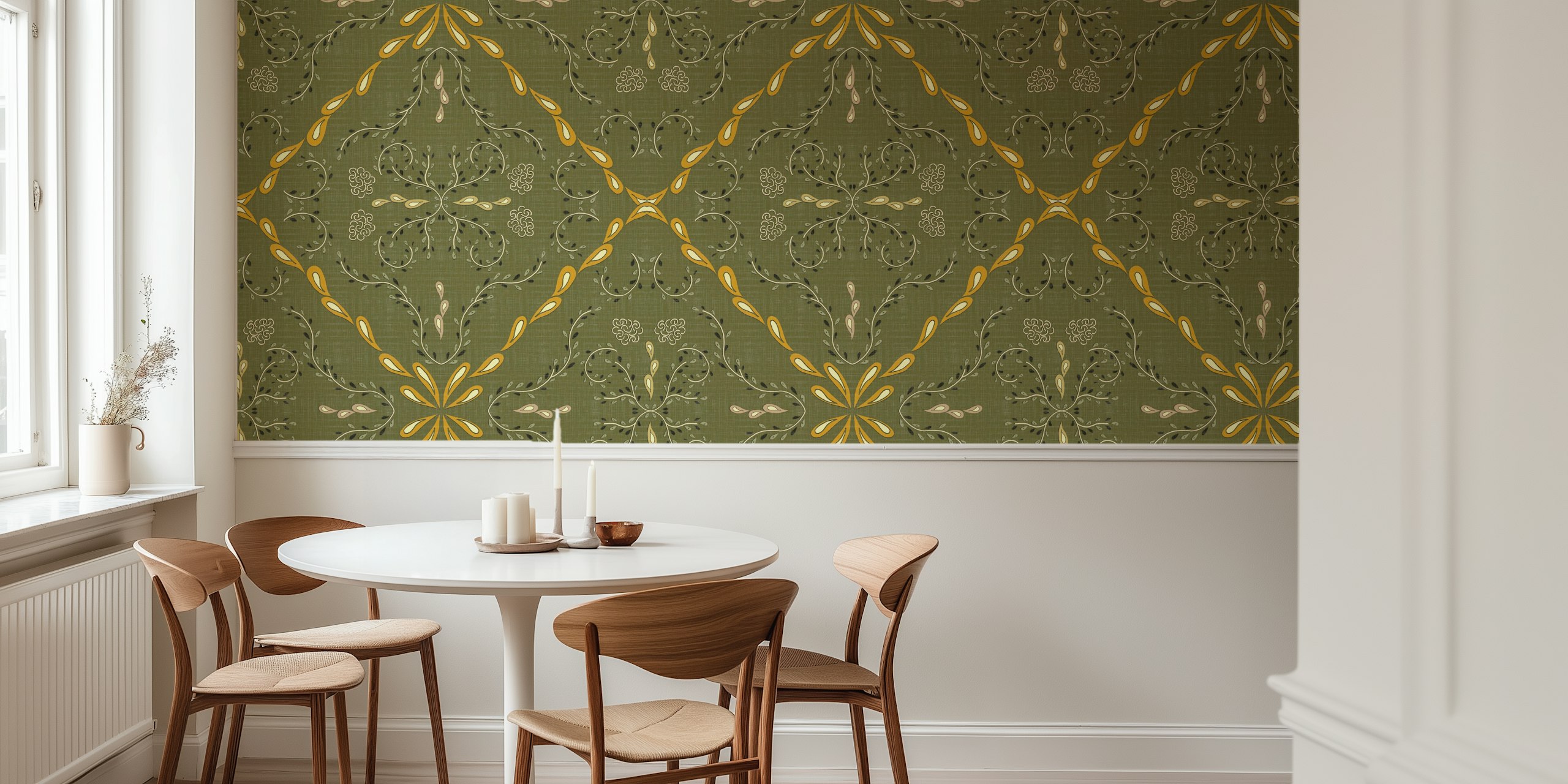 Vintage Floral Tiles tapet i et rom