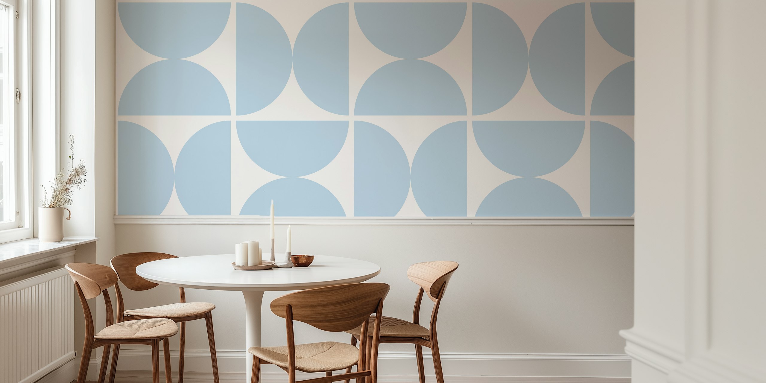 Semicircles - Air Blue and White tapeta u sobi
