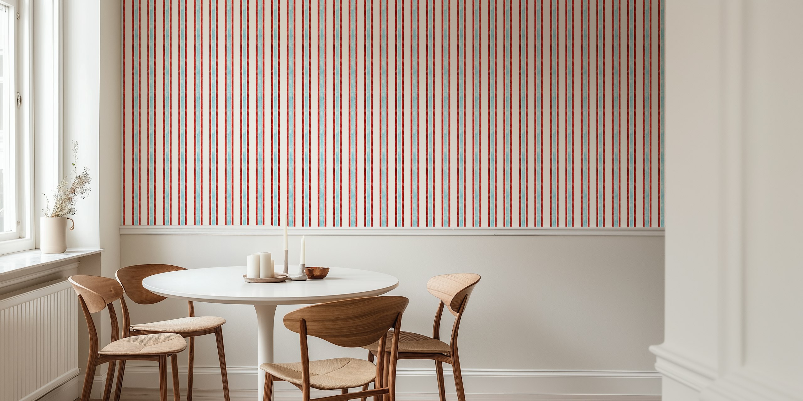 Komochi Japanese stripes wallpaper displayed in a room