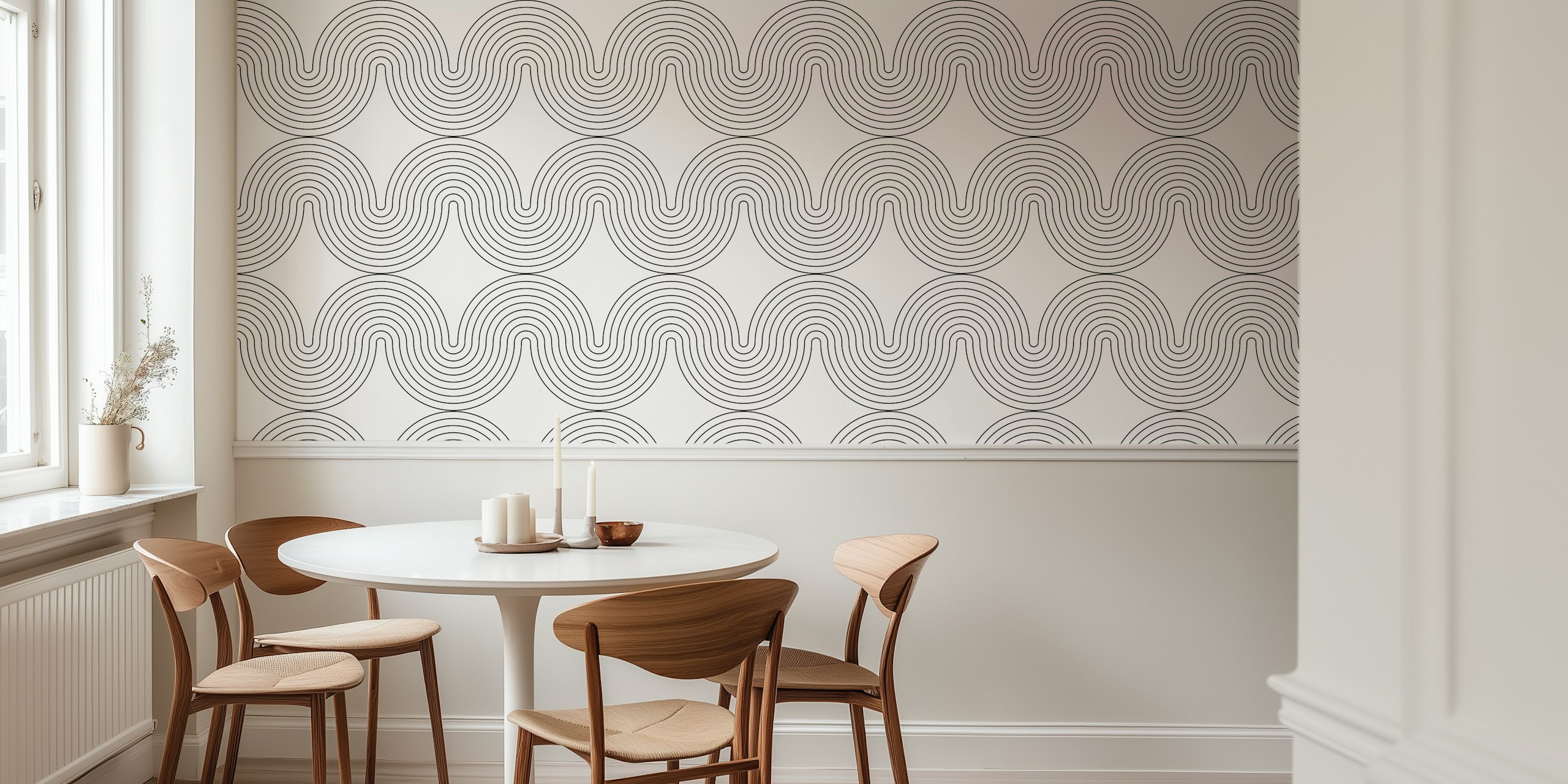 Retro Arch Rainbow in Black and White wallpaper