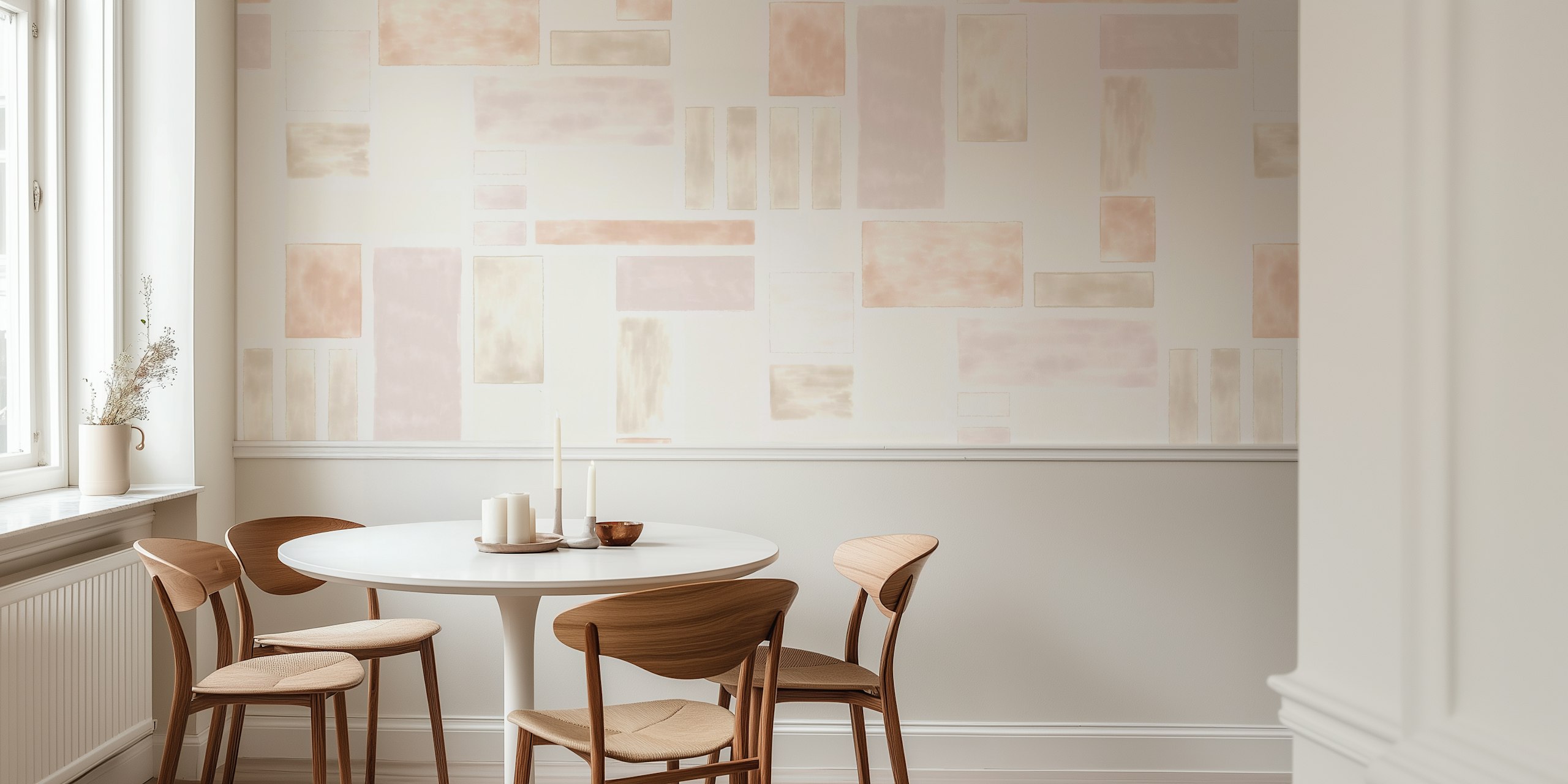 Watercolor tile mosaic wallpaper dans une pièce
