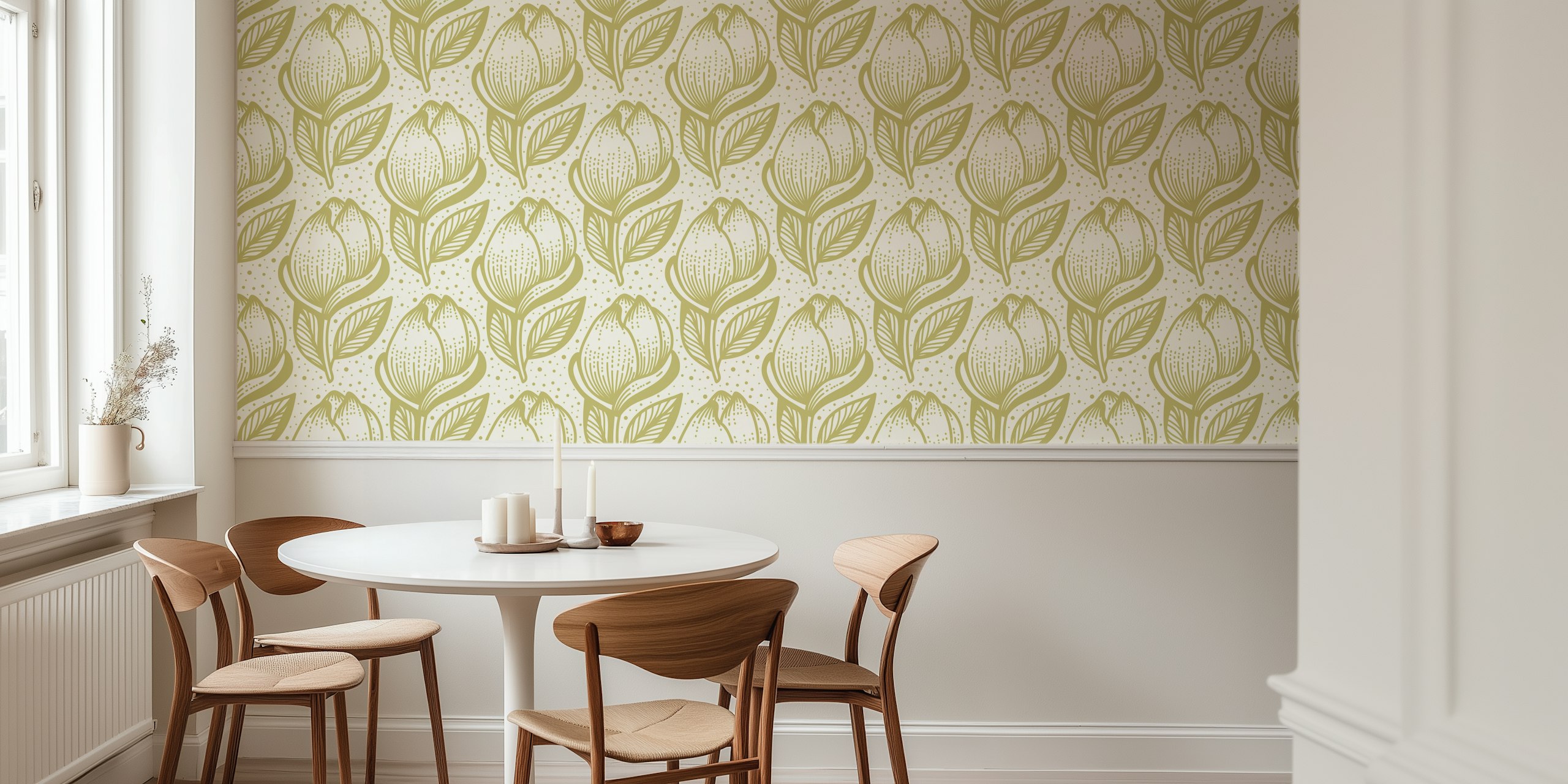 Magnolia blossom wallpaper in a room
