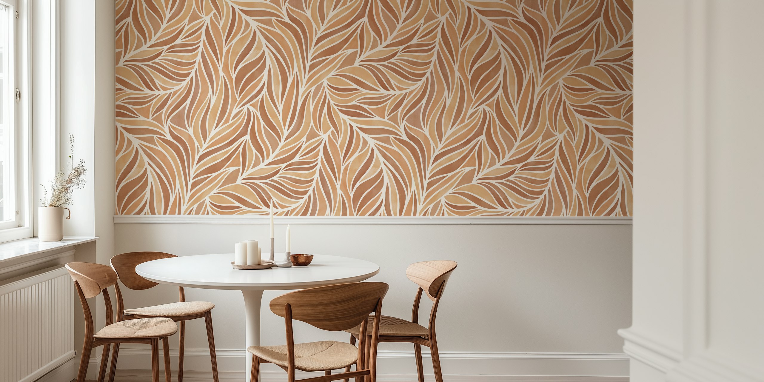 Warme minimalistische abstracte leaves wallpaper design