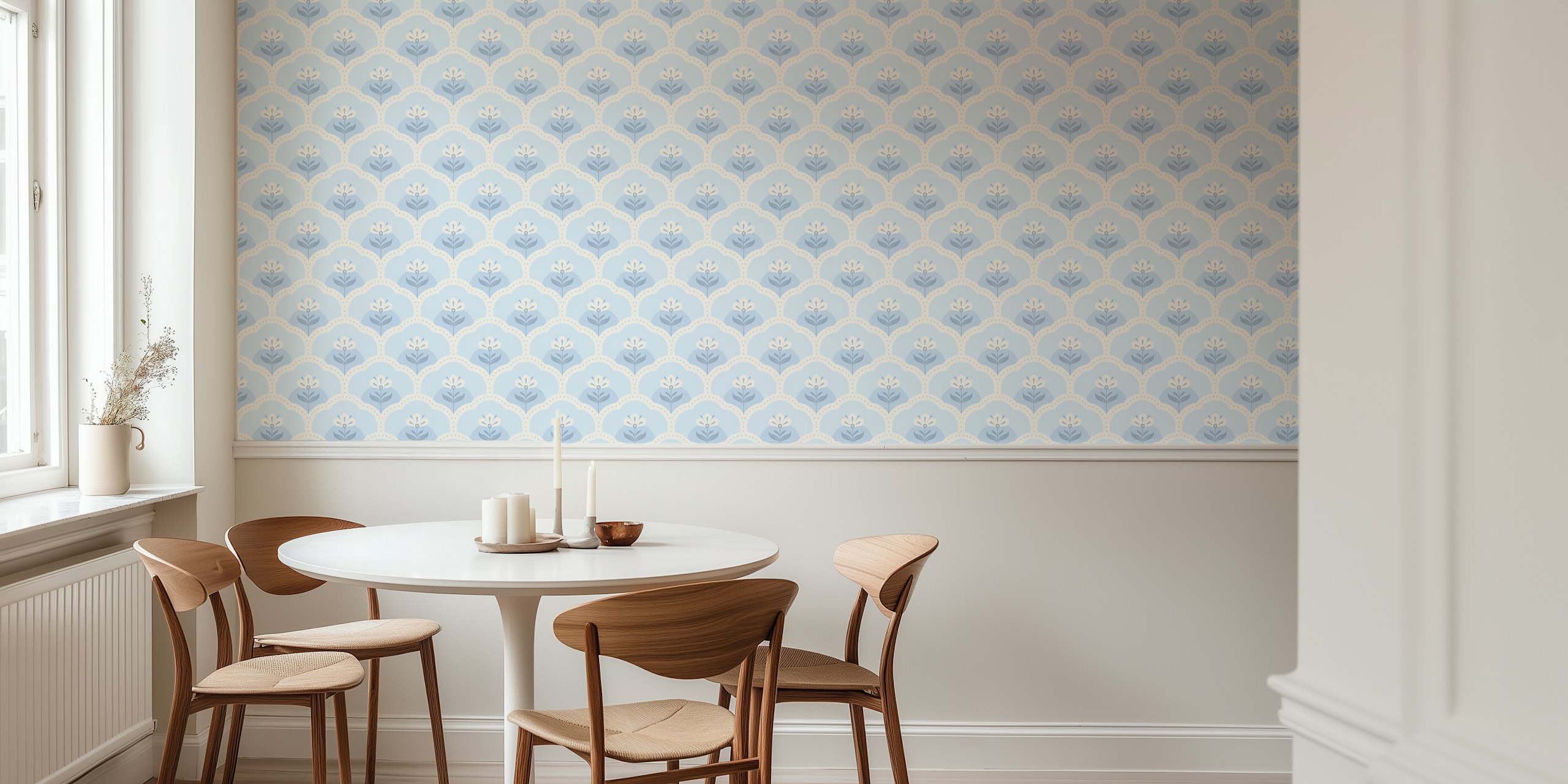 Tapeta Scallops-Lightblue zobrazená v místnosti