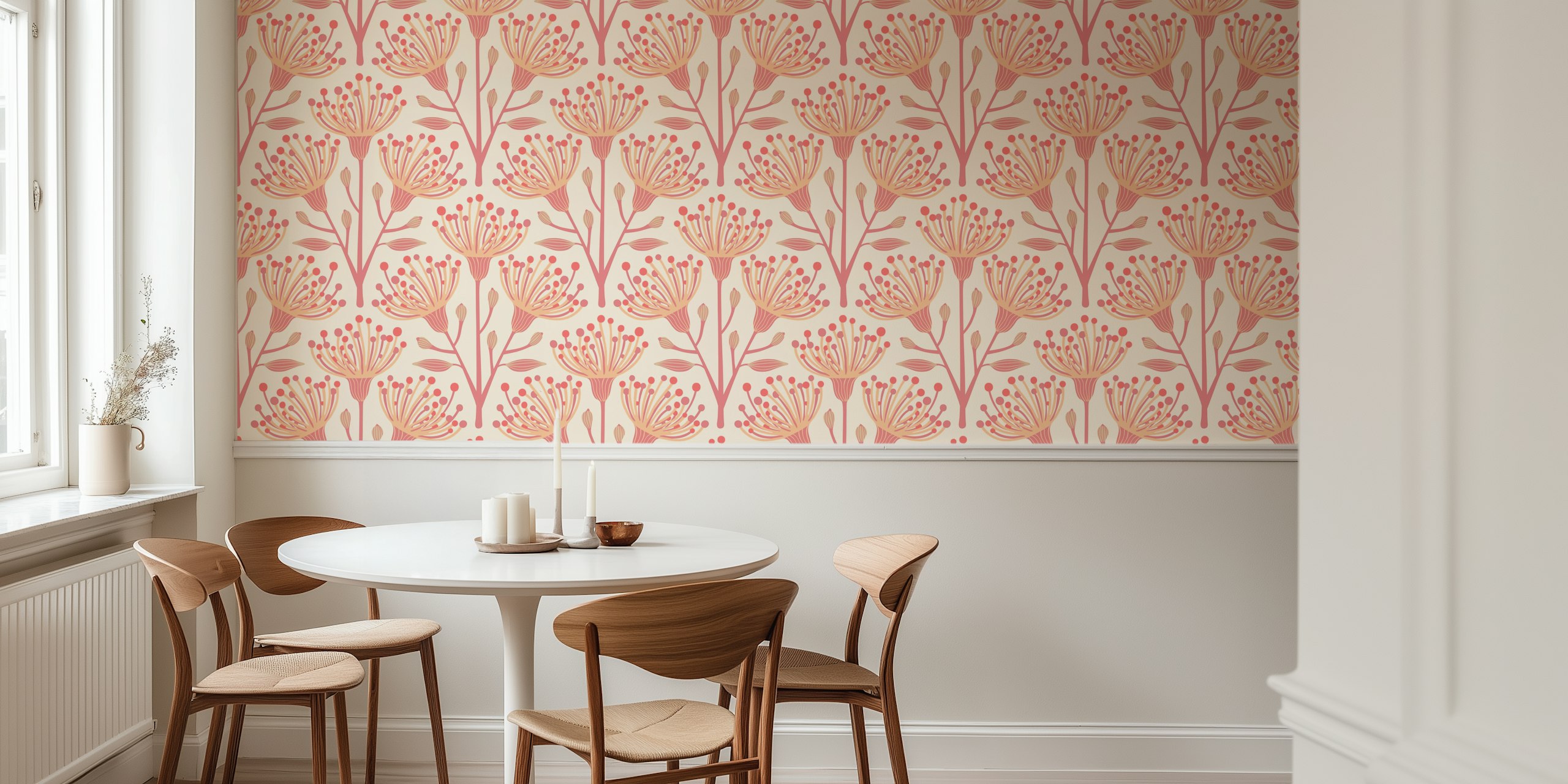 Eucalyptus floral tapetdesign i et rom