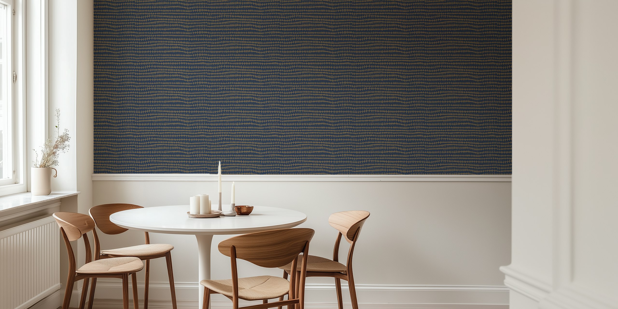 Donovan navy wallpaper design in a room