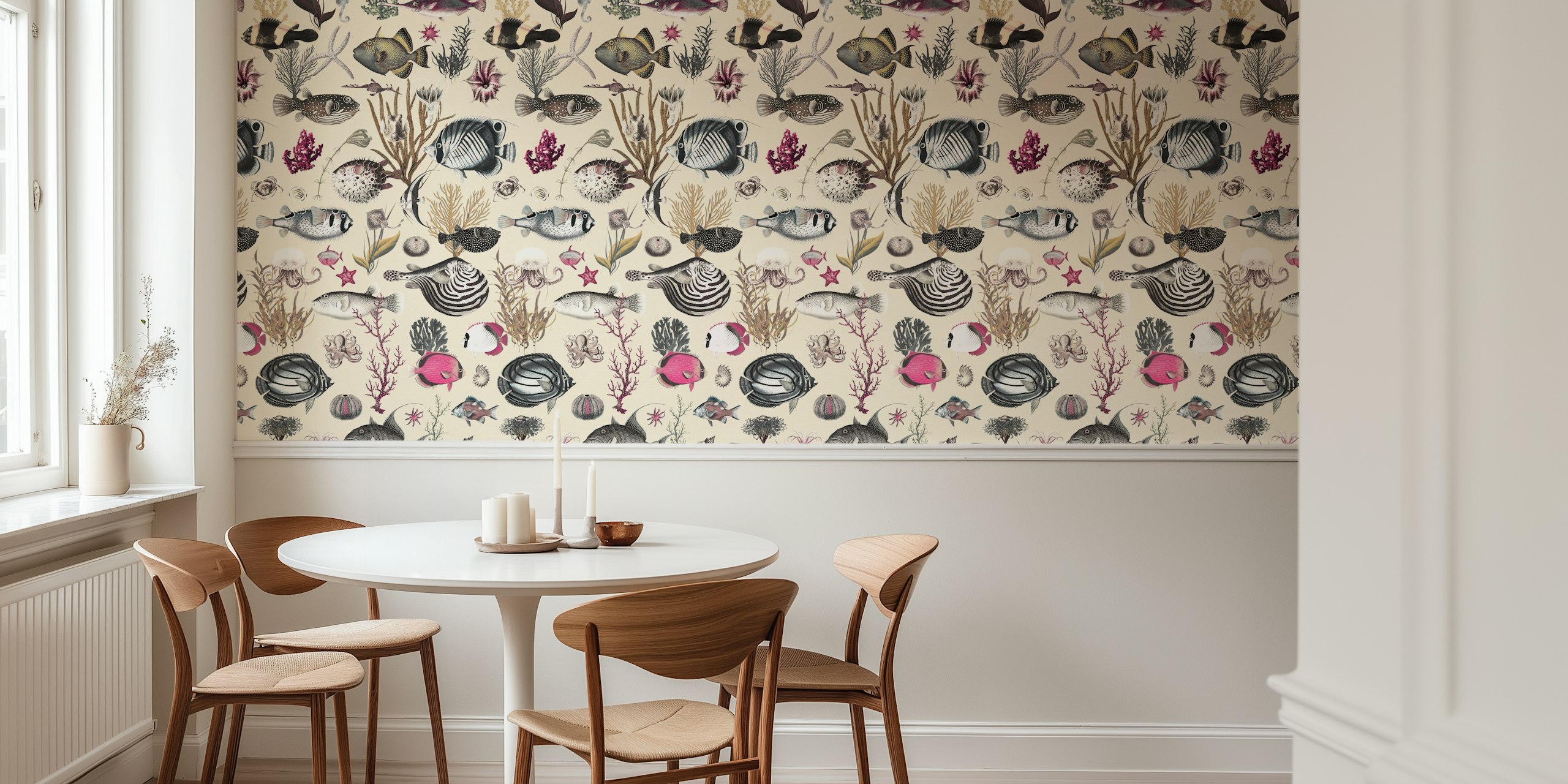 Oceania pattern wallpaper in a room