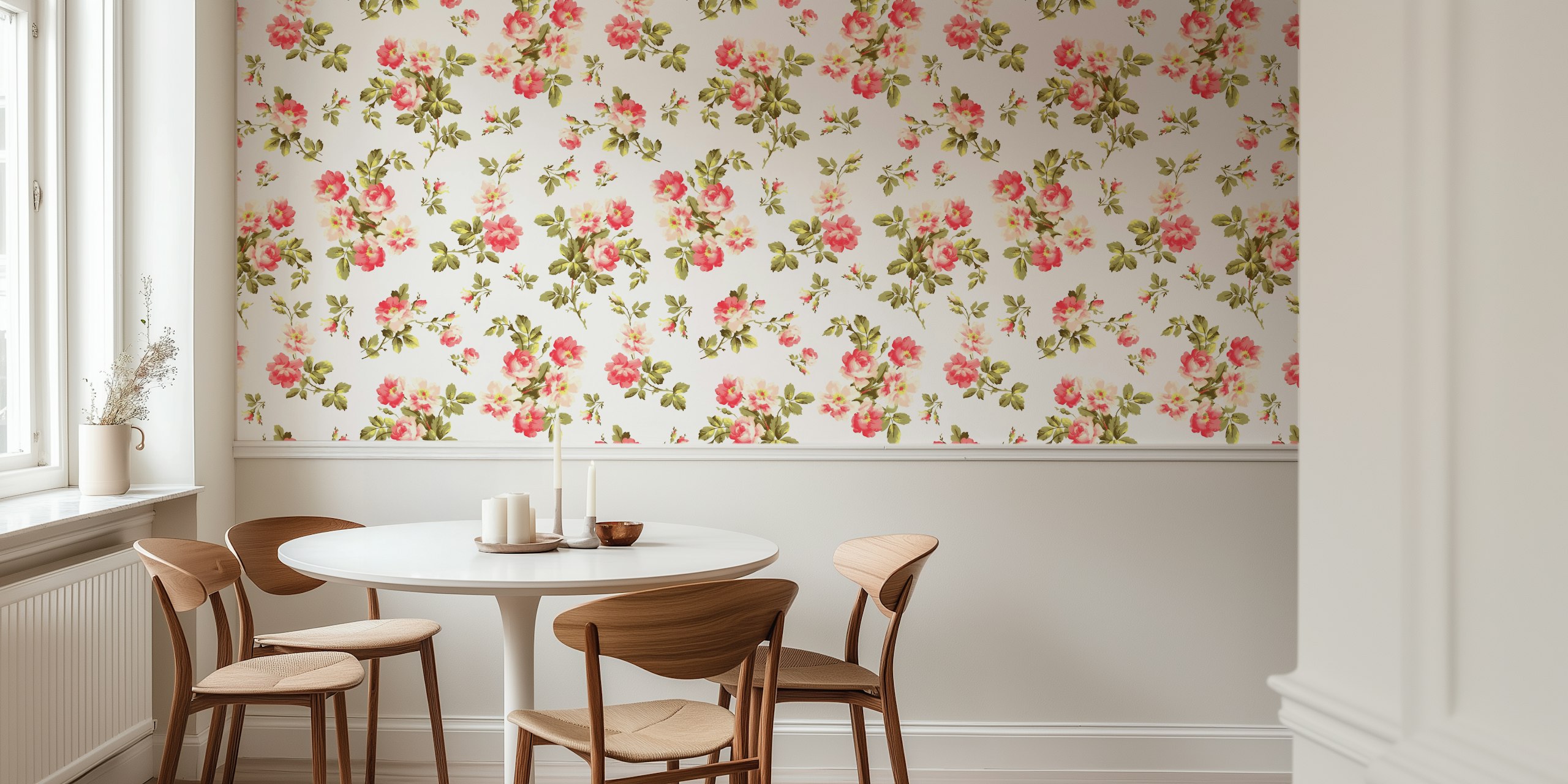 Scattered Rococo Chinoiserie Roses tapeta u sobi