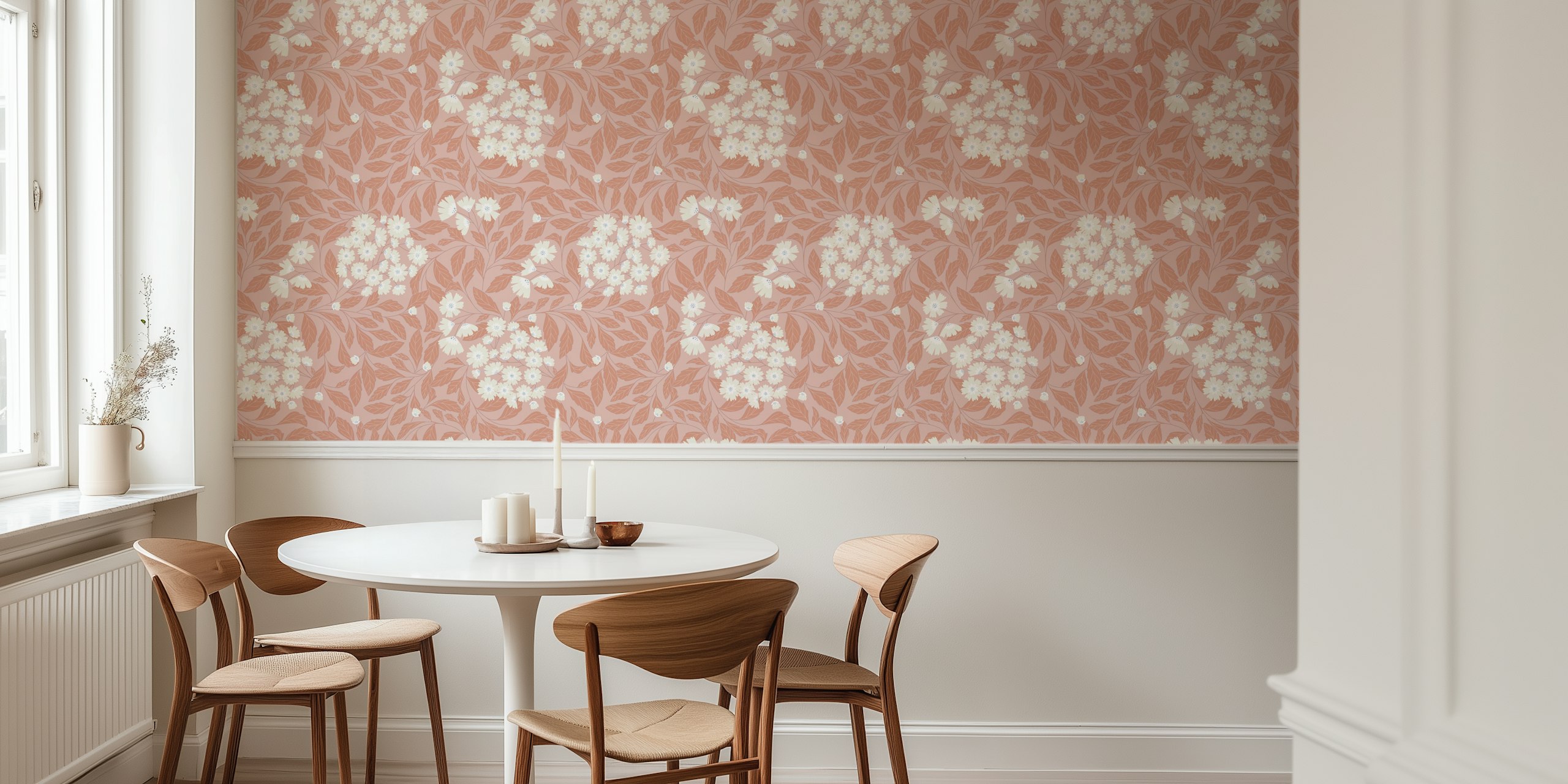 Dreamy wild blooms behang in een kamer