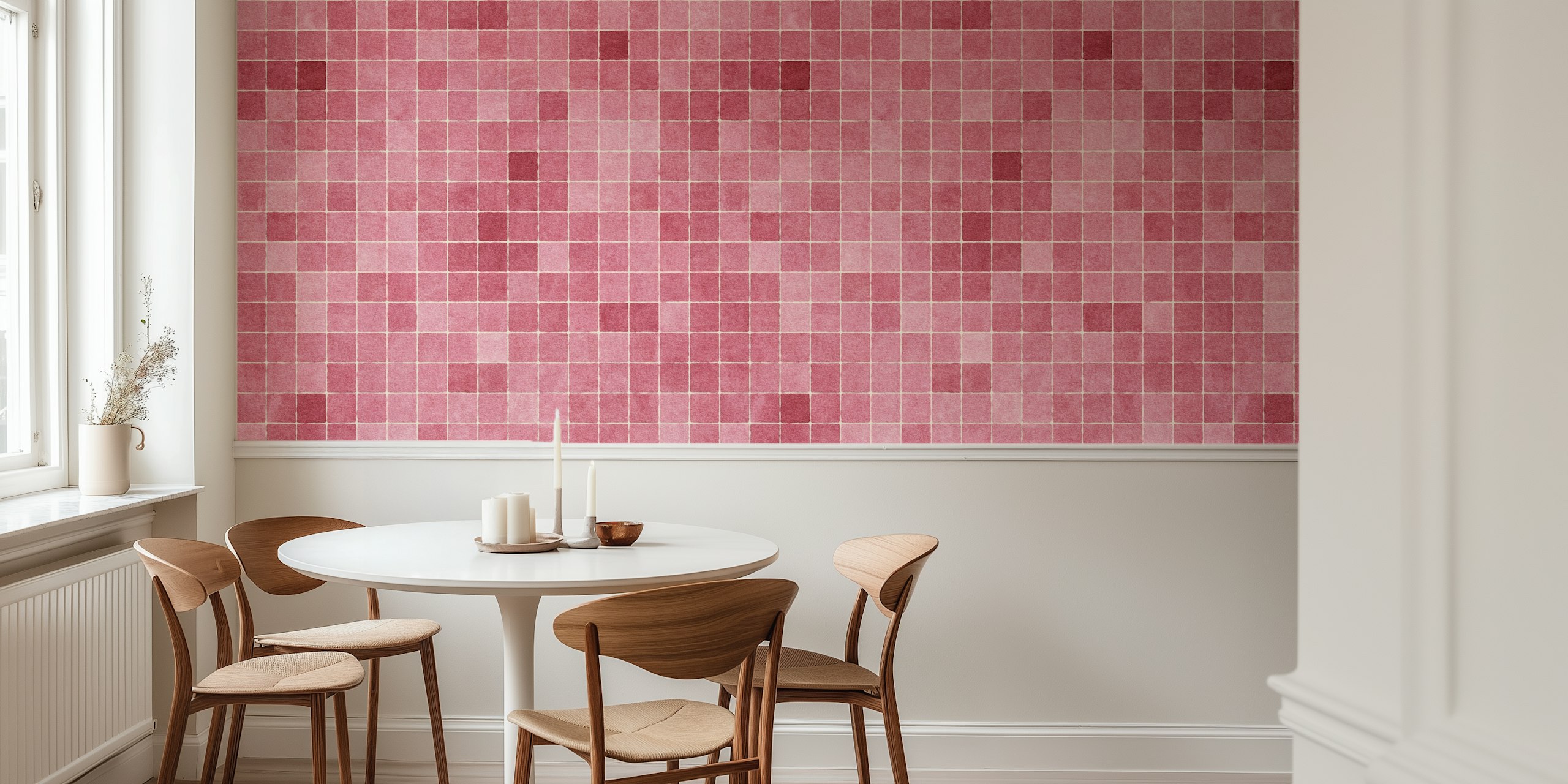Mosaic - 002 - Peony papel tapiz en una habitación