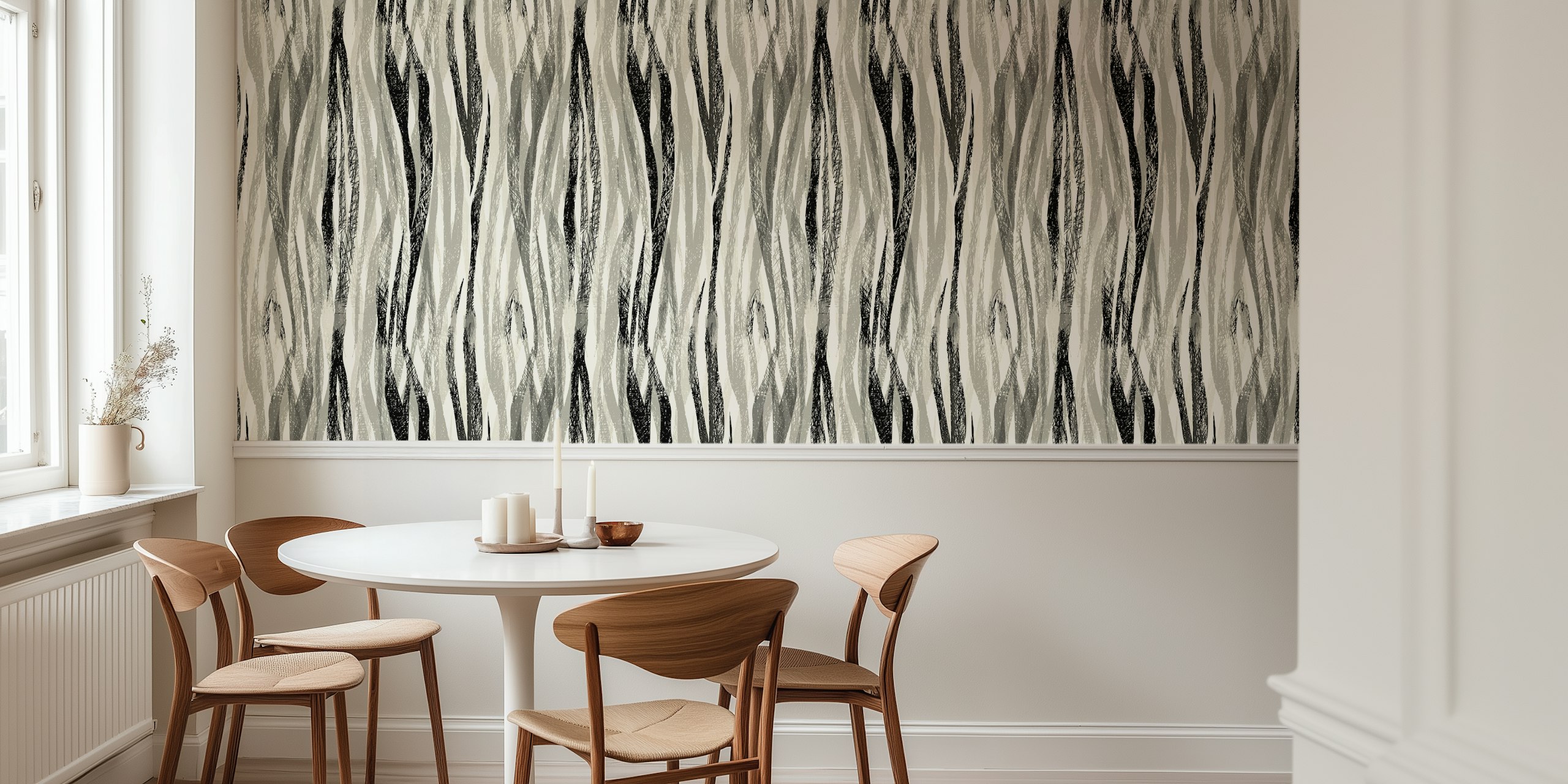 Zwart-witte Wildlife Safari animal print behang