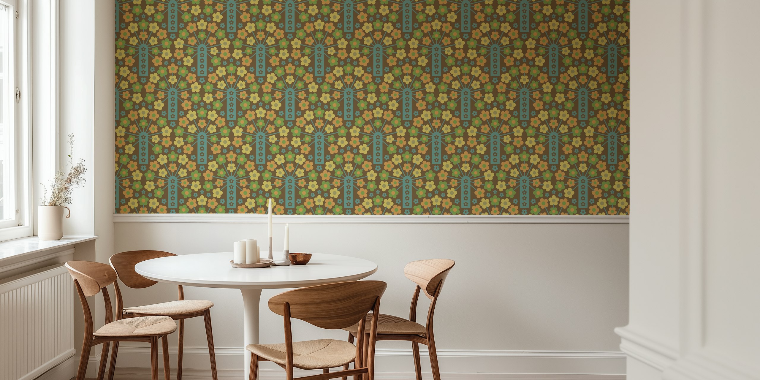 Cow Parsley Retro Floral Wallpaper In A Room