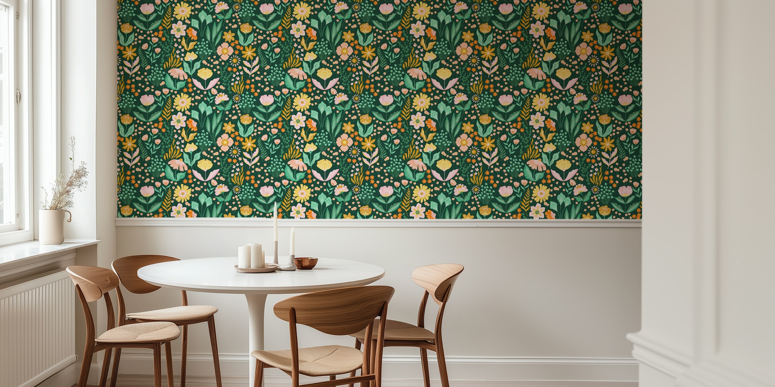 Dancing Florals tapetdesign i ett rum