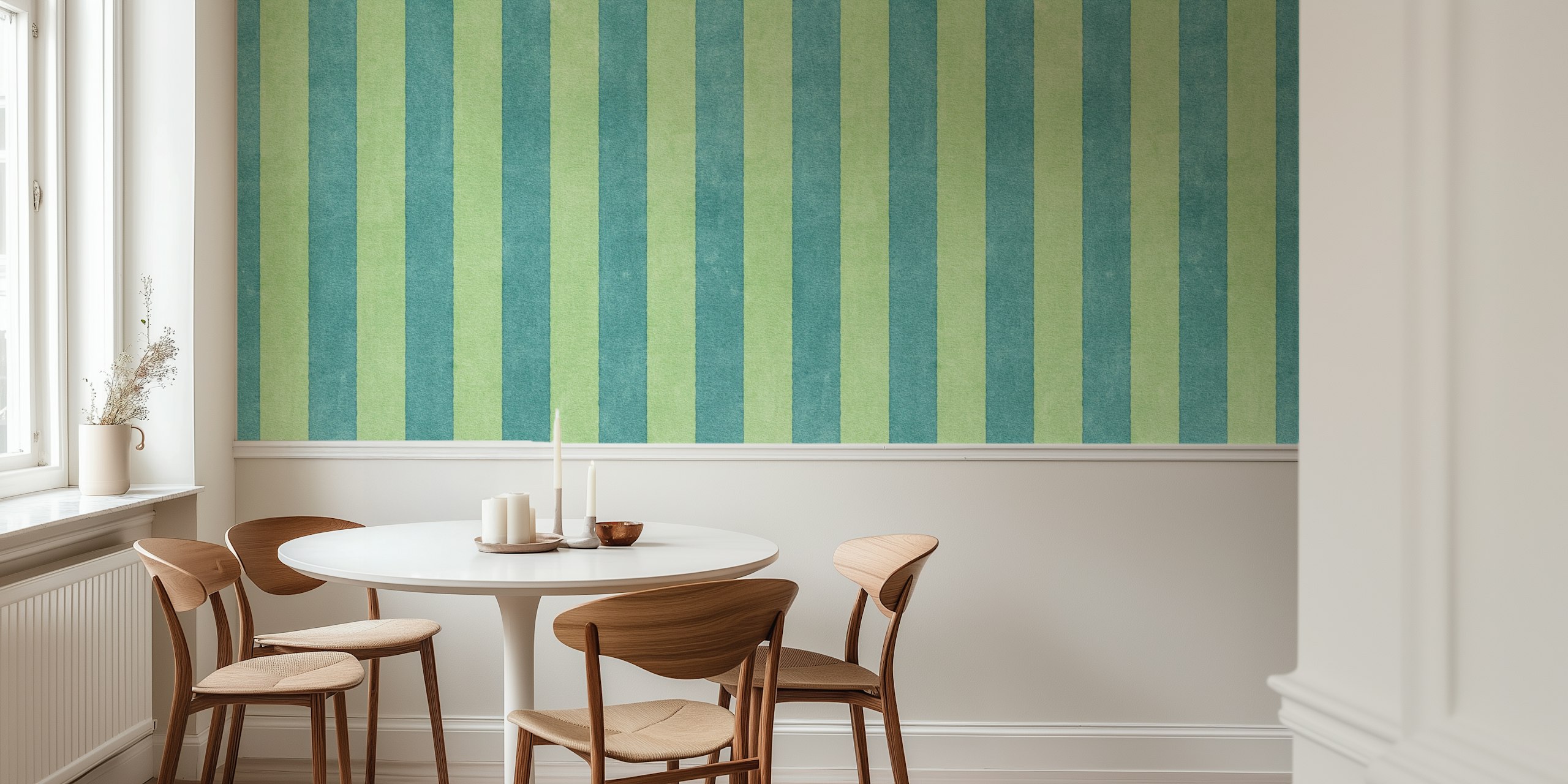 Rayures vertes et teal verticales wallpaper