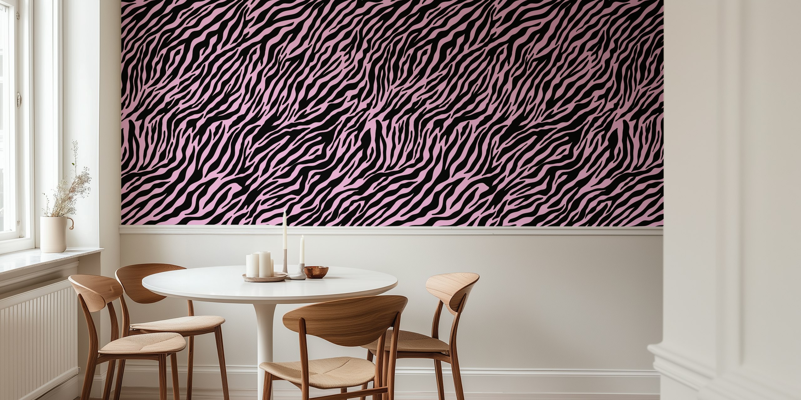Zebra stripe wallpaper in blue on display