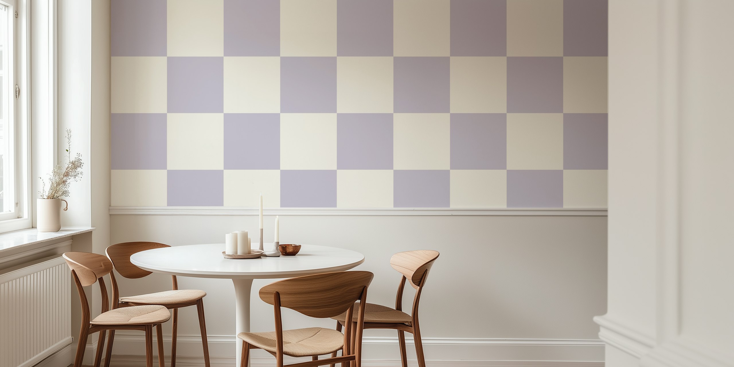 Boho Checkers Lilac Pearl tapet i et rom