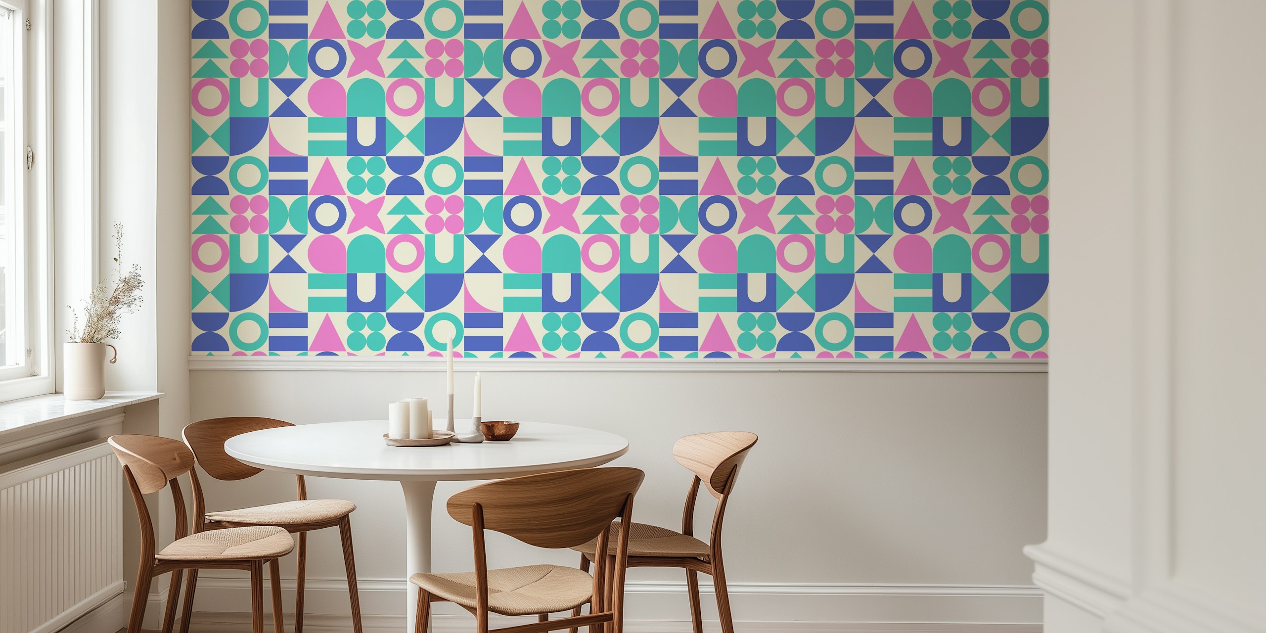 Pop Art Mid Century Retro Geometric Shapes dans une pièce