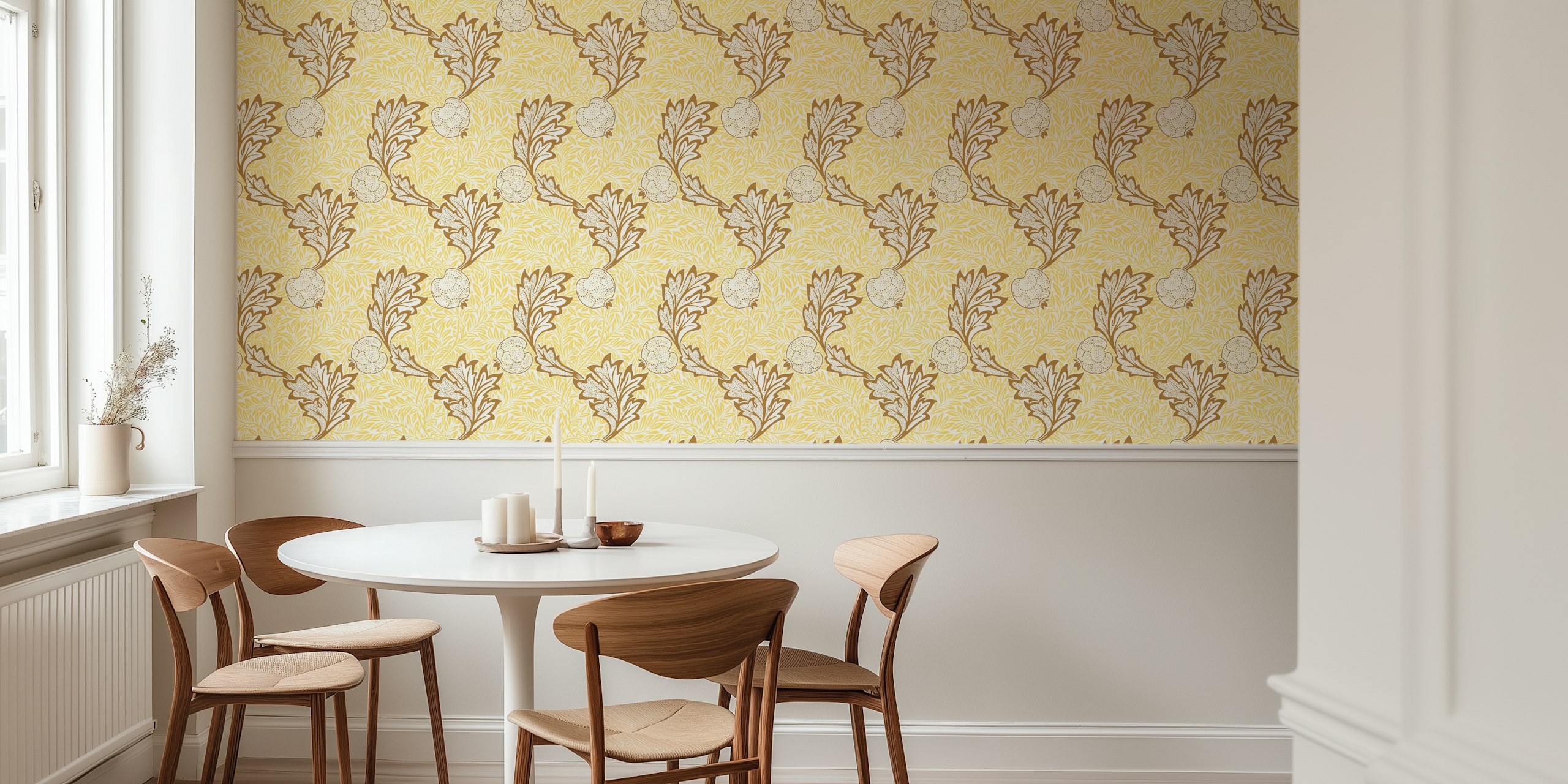 Classic Victorian apple and leaf pattern wallpaper