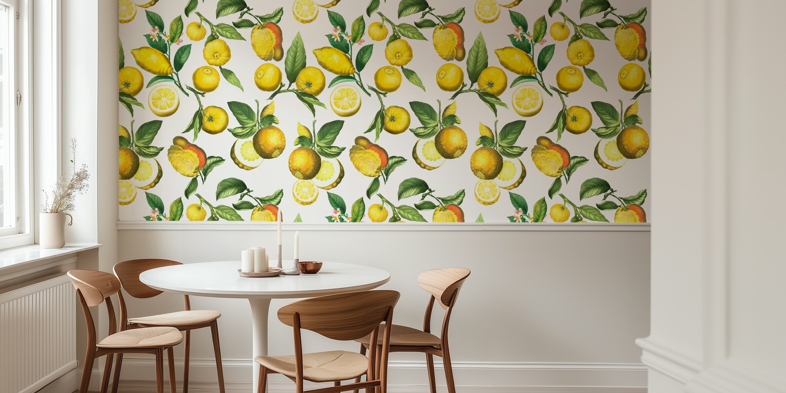 Design de papel de parede Vintage Exotic Lemons Garden