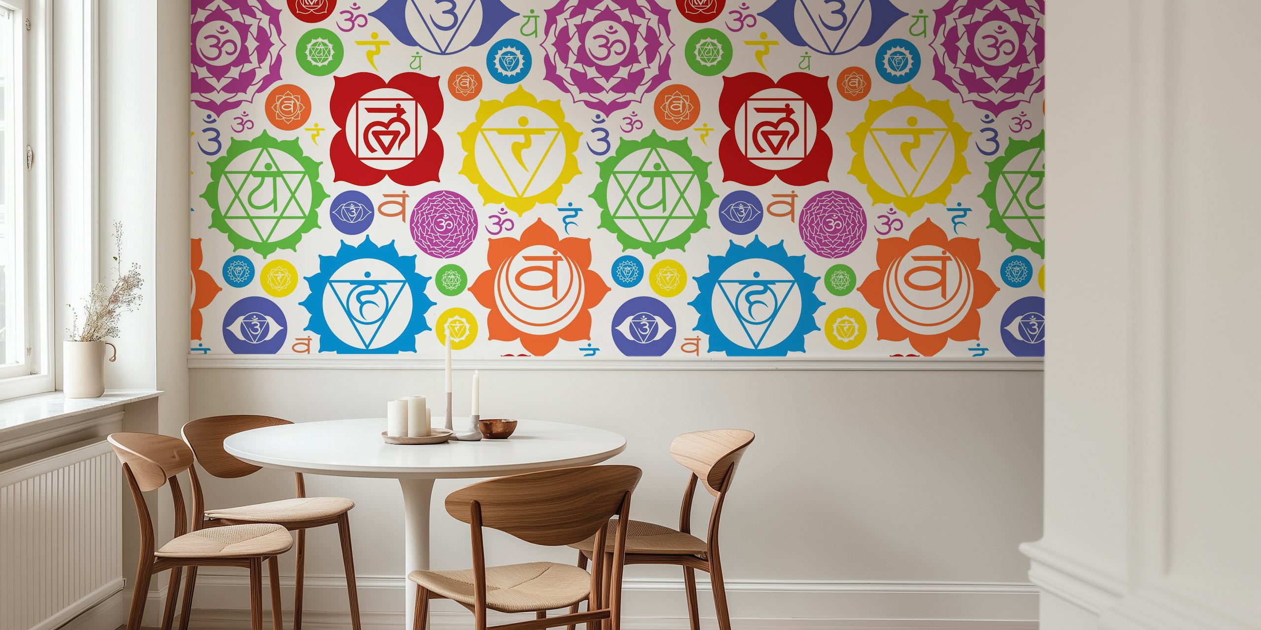 Seven Chakras wallpaper displayed in a room