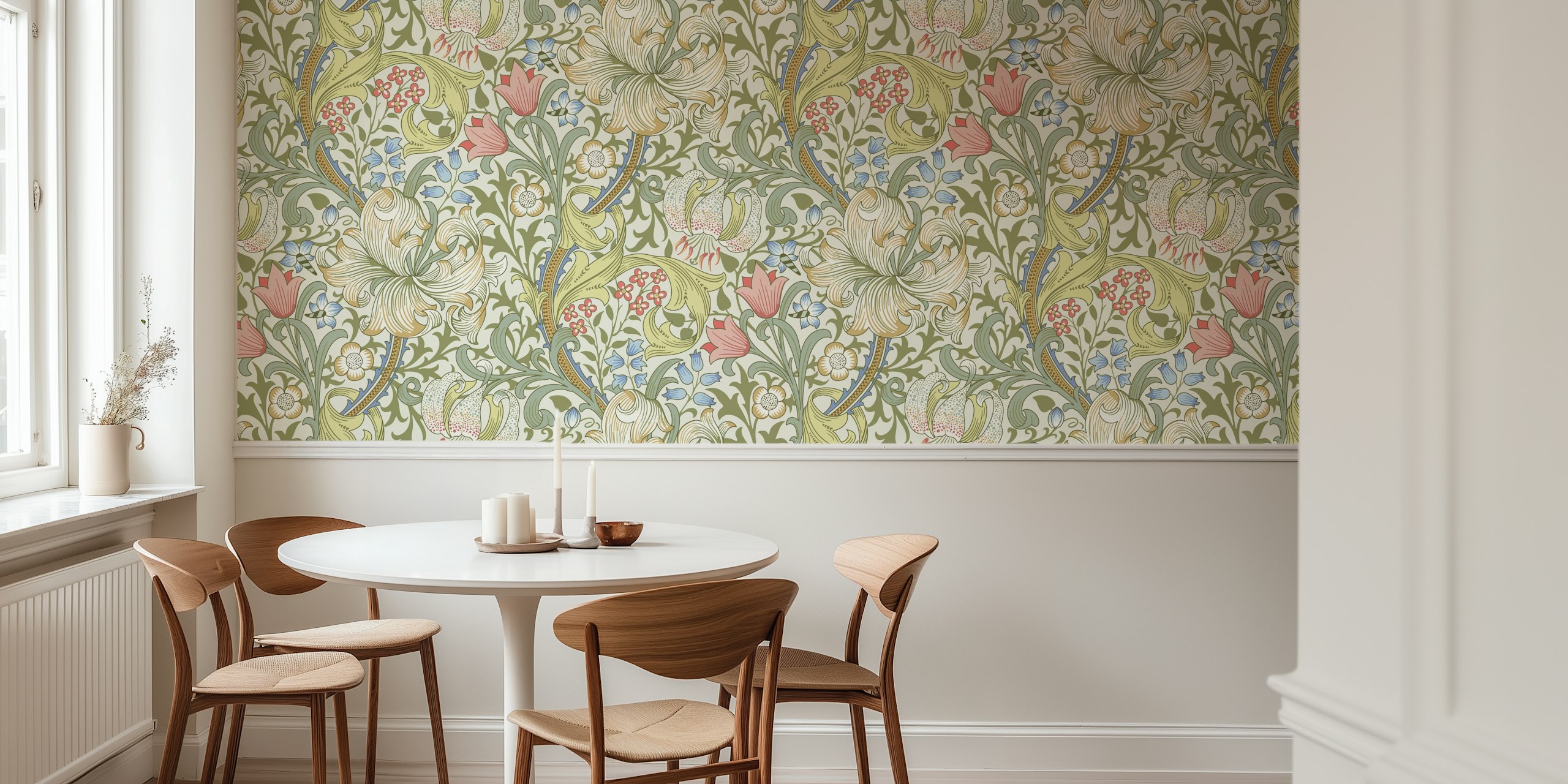 Victorian Golden Lily wallpaper in a room