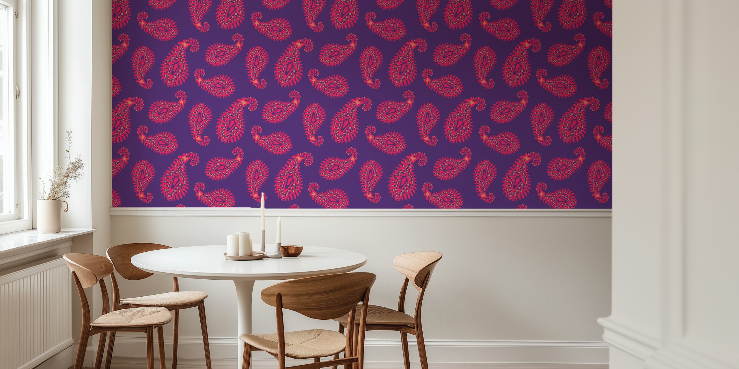 Paisley bohemian vintage wallpaper in a room