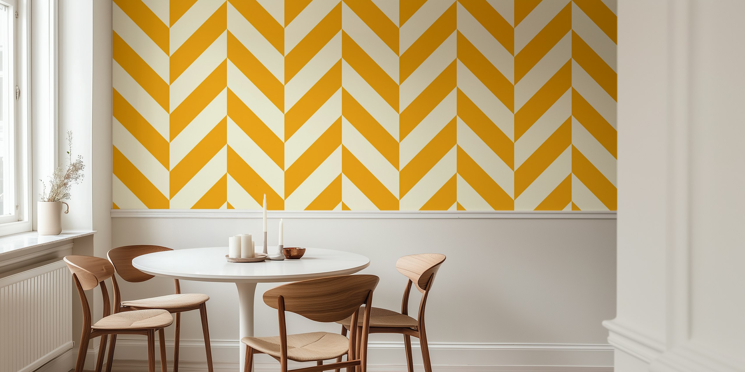 Ταπετσαρία Bold Diagonal Stripes σε χρυσό κίτρινο όκερ