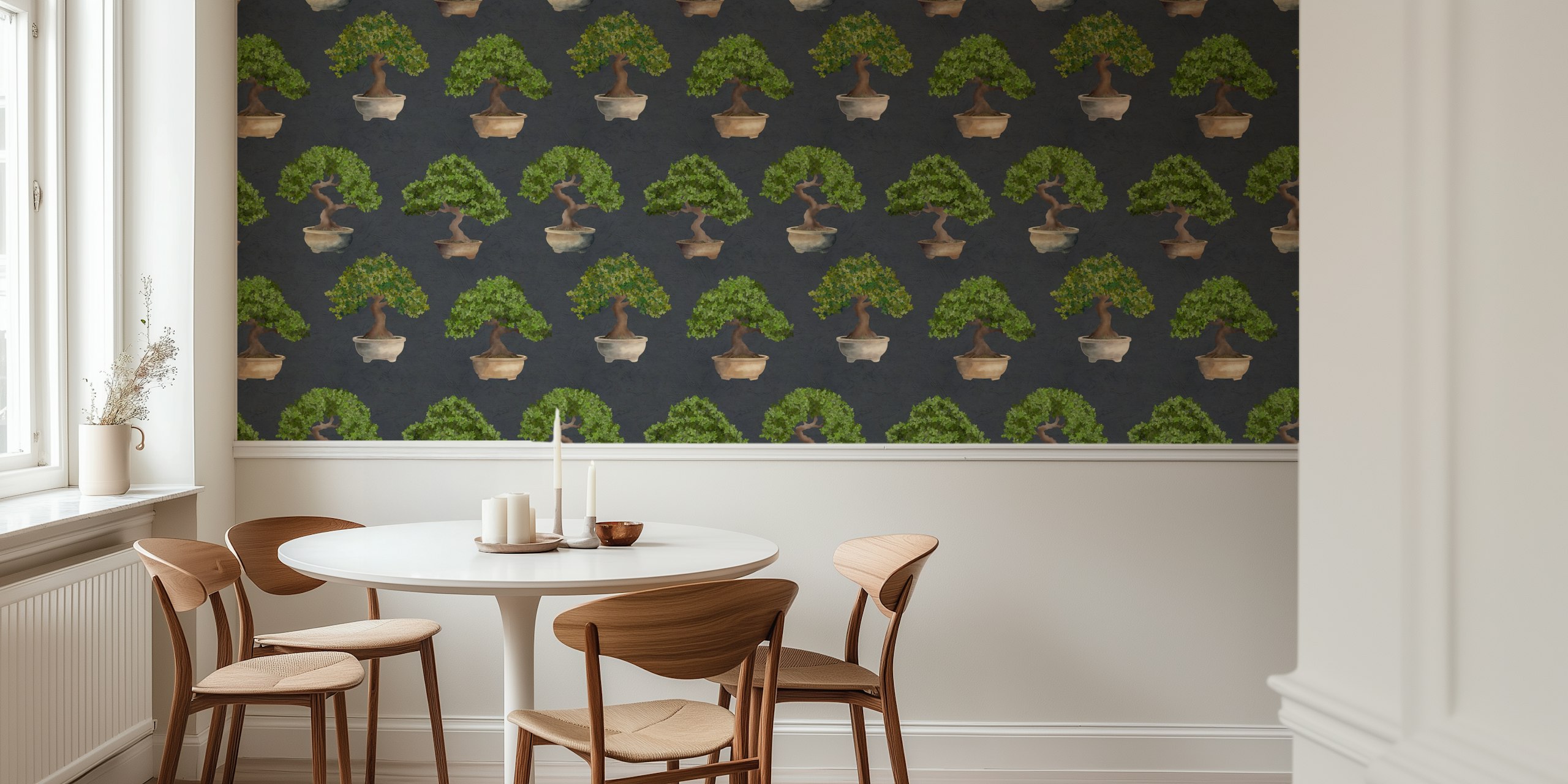 Papel de parede com Potted Japanese Bonsai Trees