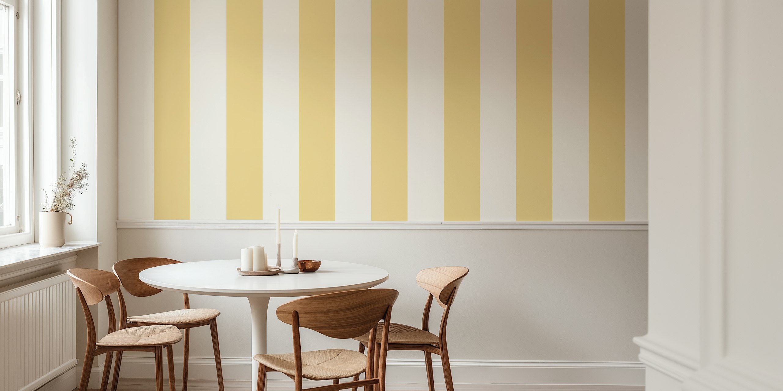 Tapeta Pastel Yellow Block Stripes w pomieszczeniu