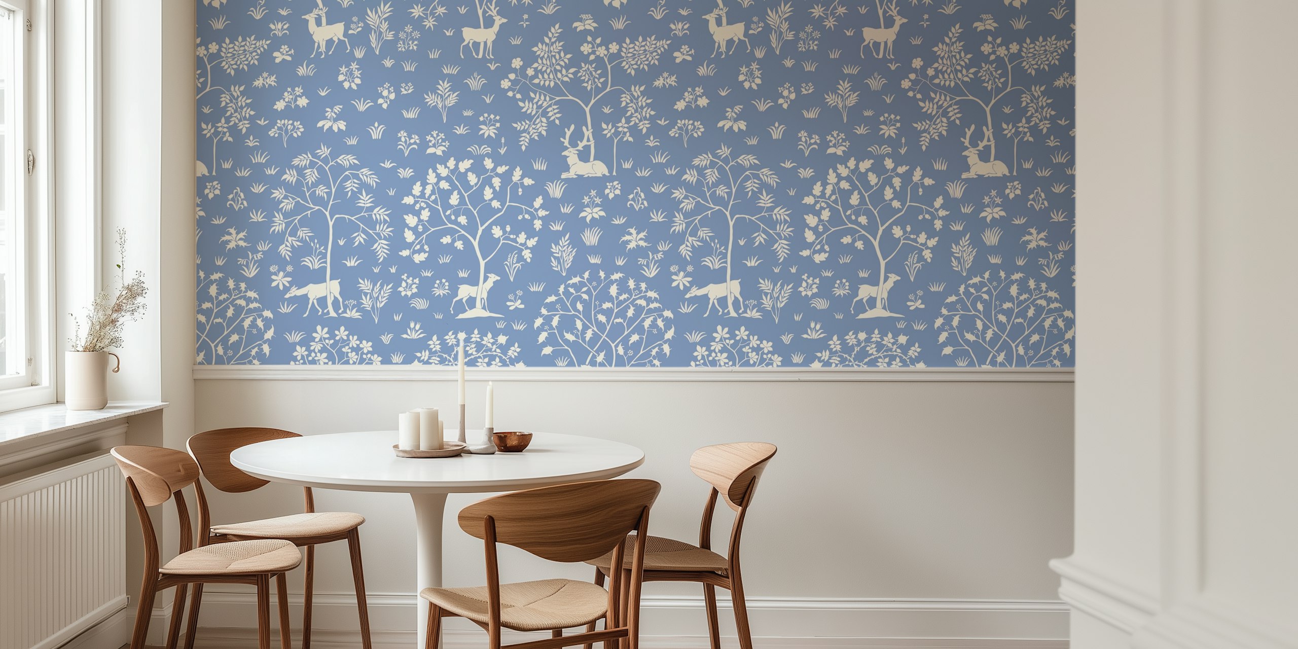 Vintage Meadow with Deer 7 na pastelově modré