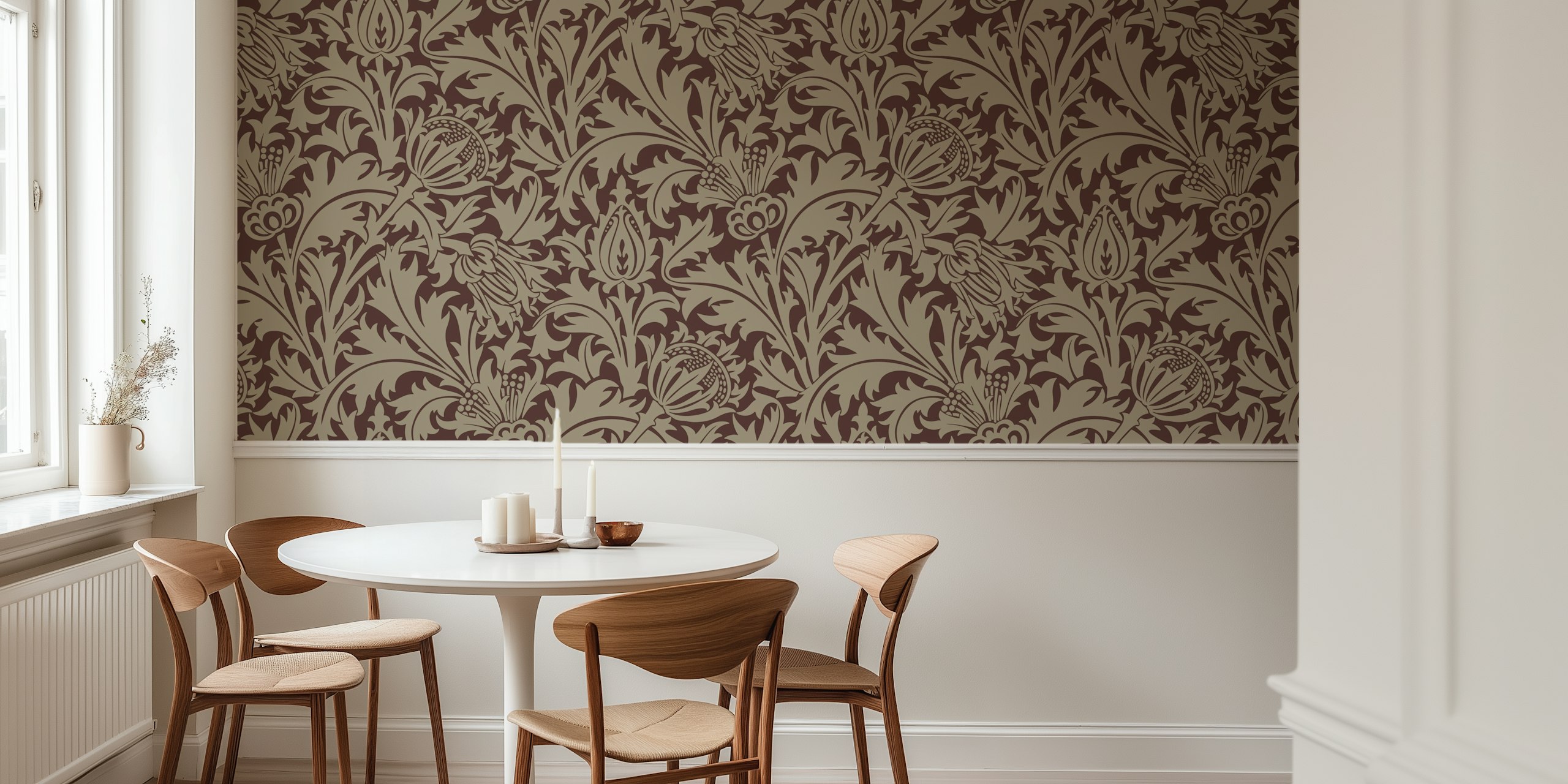 Victorian Pure Thistle 6 wallpaper in a room