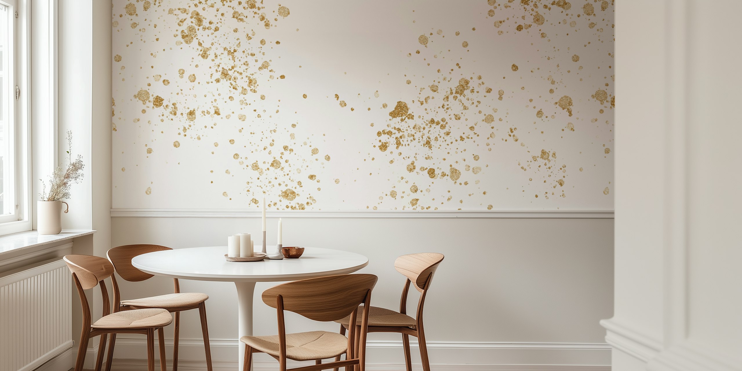 Watercolor gold dream pattern wallpaper in a room