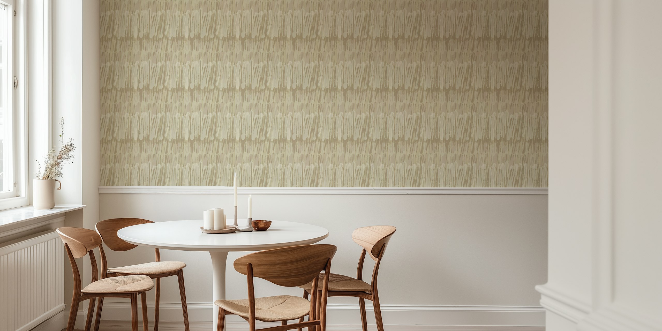 Abstract brush strokes in cream and beige colors wallpaper