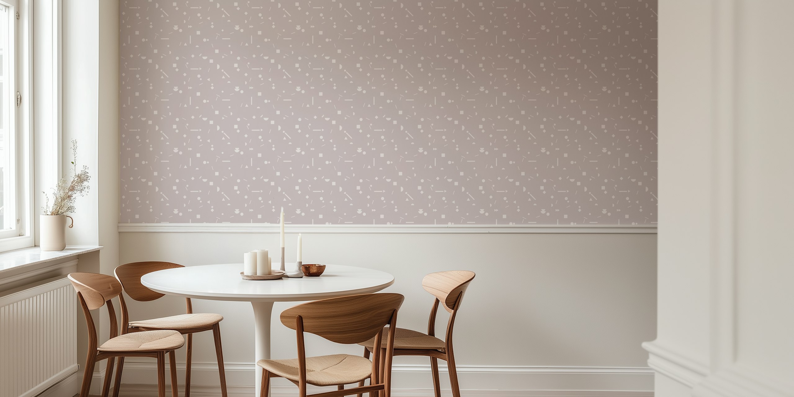 Pastel geometric wallpaper in a modern room