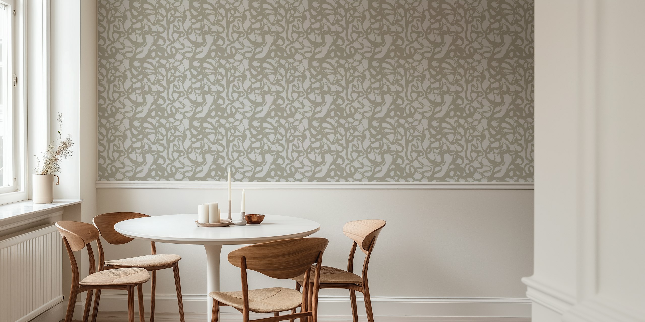 Beige brush strokes wallpaper huoneessa